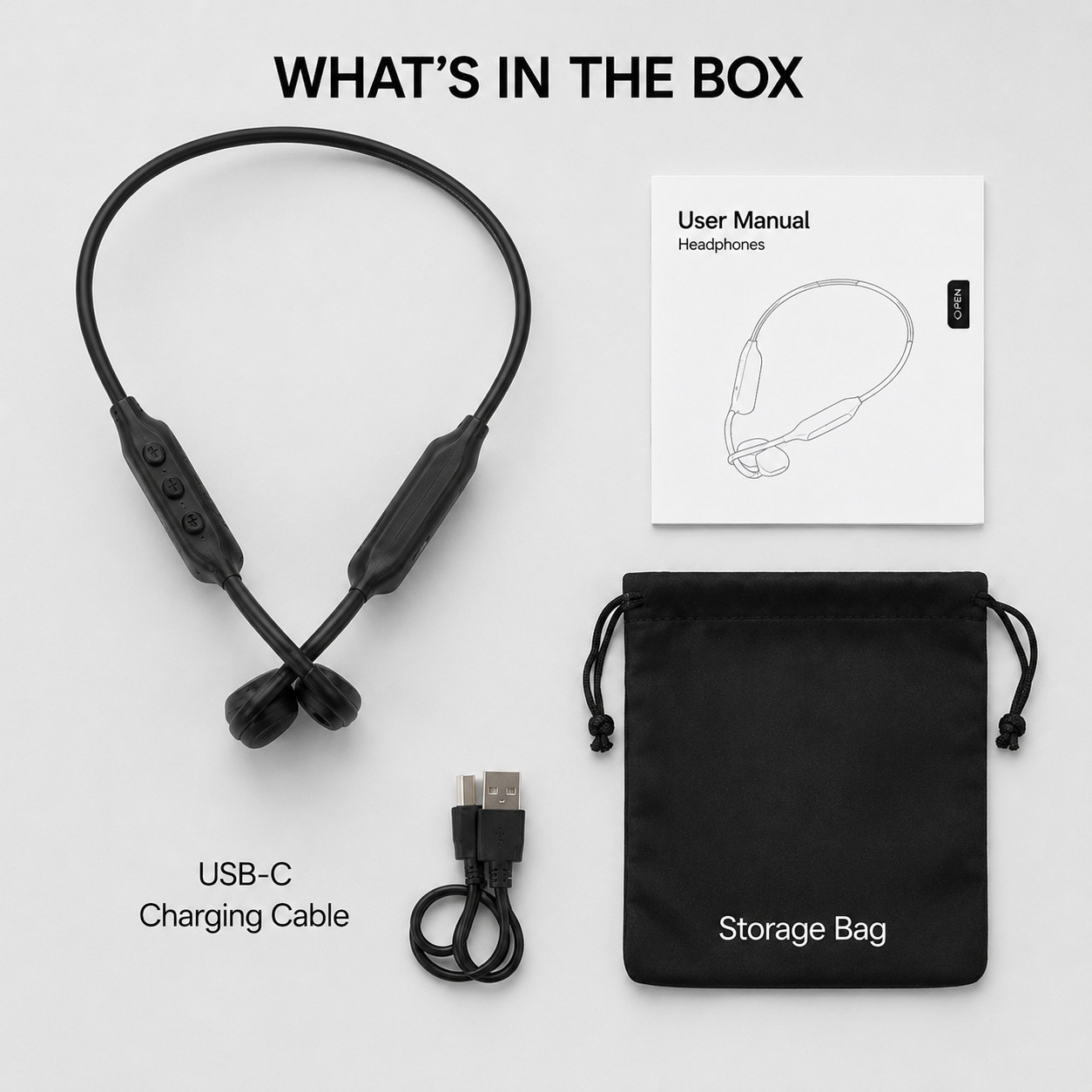 Bone Conduction Headphones, Bluetooth 5.4 Open Ear Wireless Headphones with Mic,