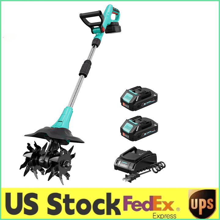 Garvee Mini Cultivator Cordless Electric Tiller w/2×2.0AH Batteries,Garden,Farm