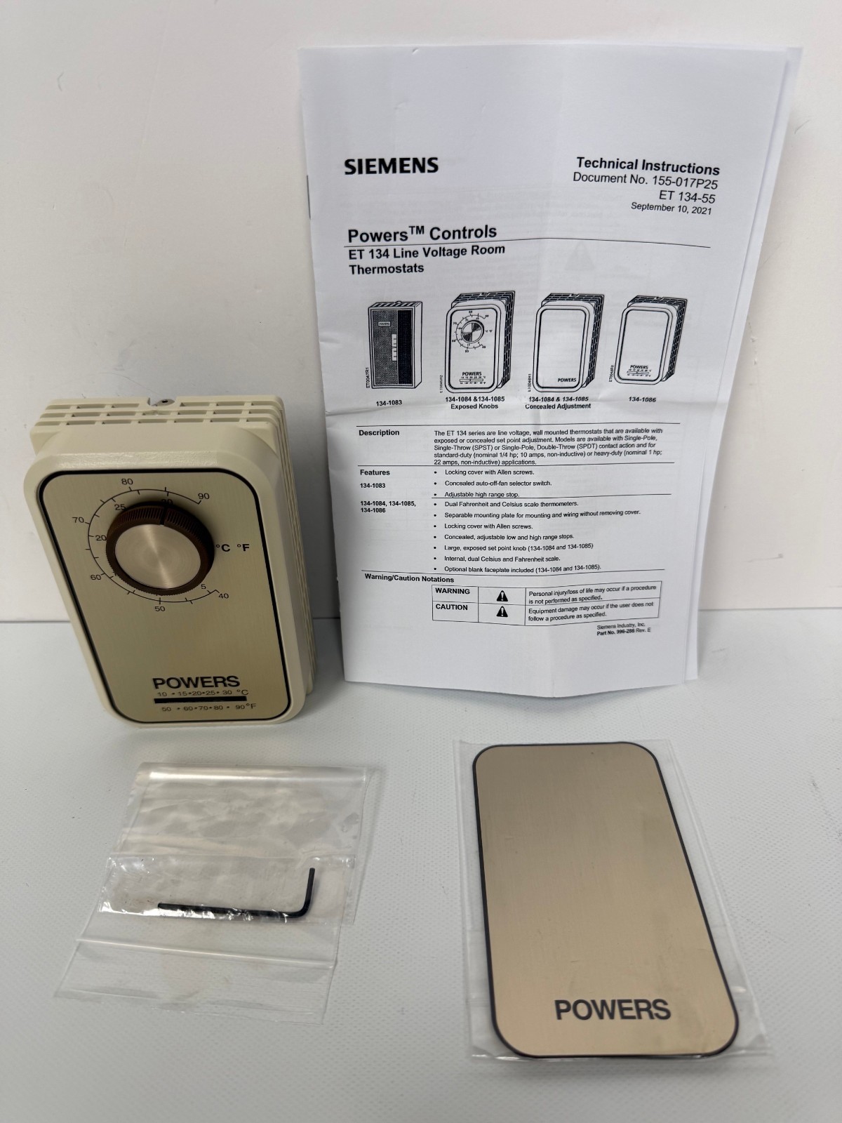 SIEMENS 134-1084 ROOM THERMOSAT LT DUTY LINE VOLTAGE 40/90 F NEW OPEN BOX