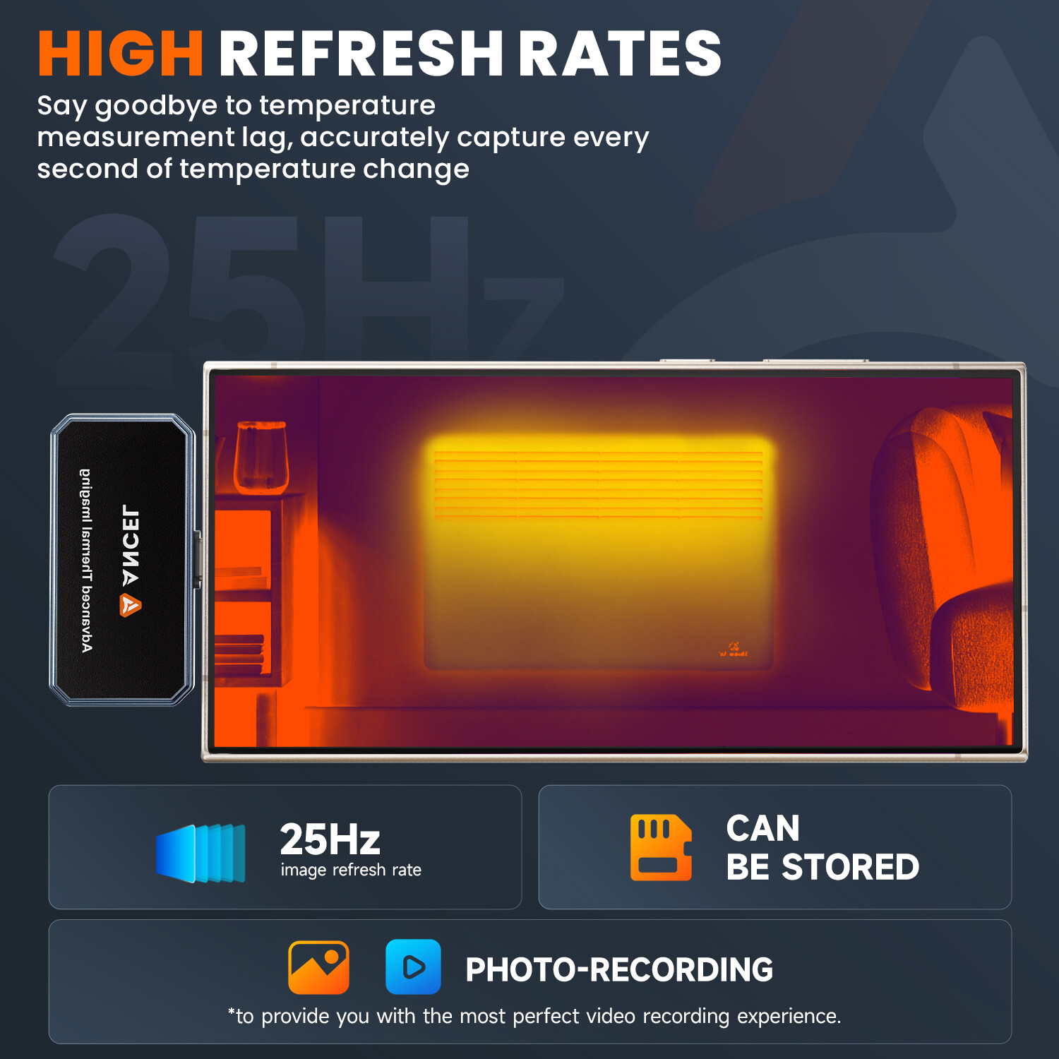 ANCEL Thermal Imaging Camera for IOS 256×192 IR Resolution 25Hz Refresh Rate