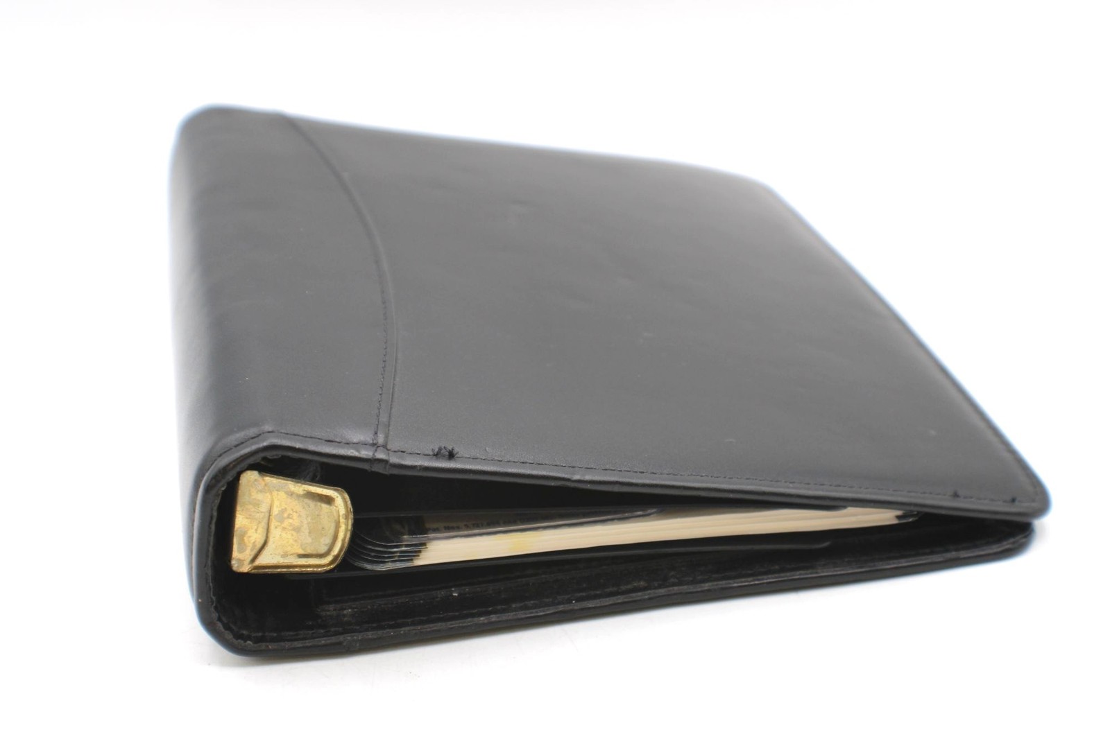 Black Leather Franklin Quest Planner Organizer Planner 7-Ring Binder Card Slots