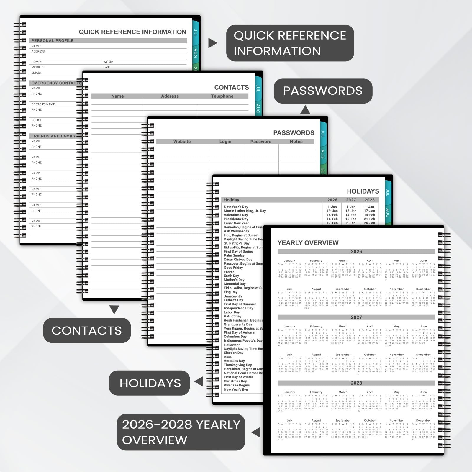 2026-2027 Monthly Planner – Academic Planner/Calendar 8 x 10 inches, Black