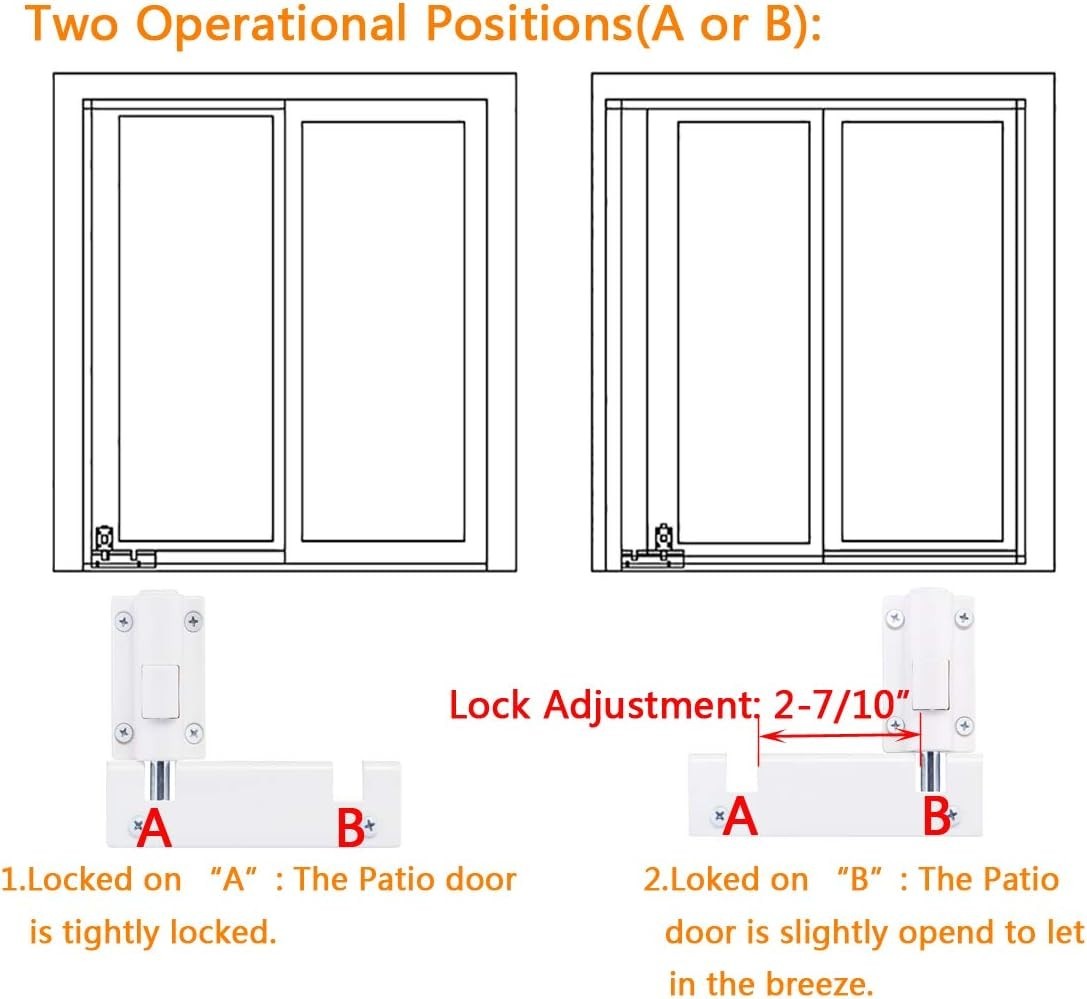 Patio Sliding Door Security Foot Lock Kick Lock, Fits on Top Rail-Childproof