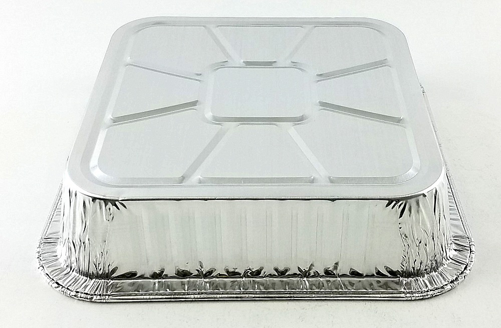 9″ Square Cake Foil Pan w/Clear Dome Lid 25 Sets -Disposable Aluminum Baking Pan