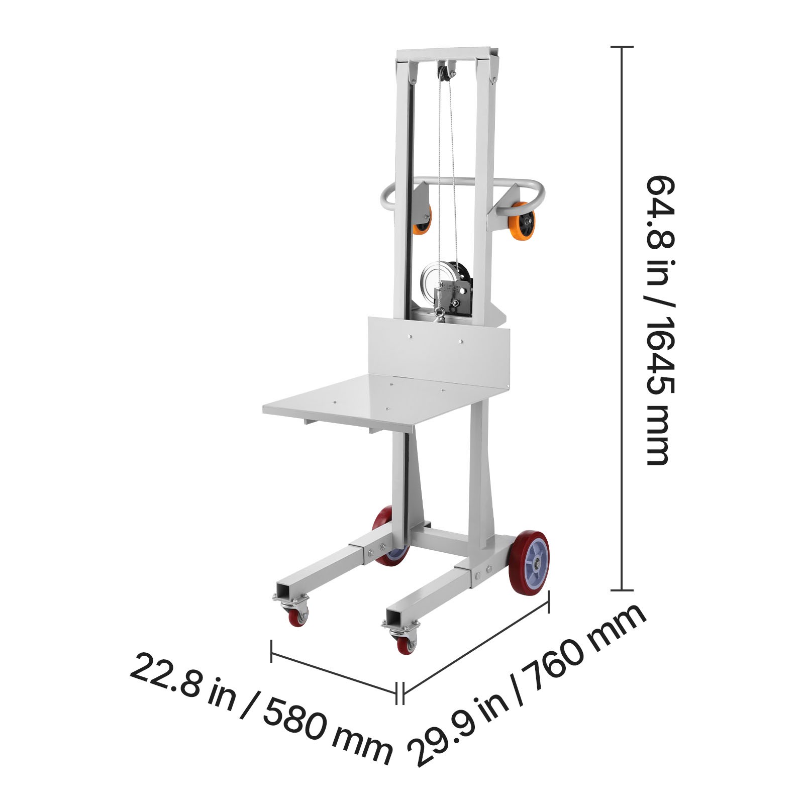 Uimoso Material Lift Winch Stacker 400 lbs Capacity with 51.1 in Maximum Height