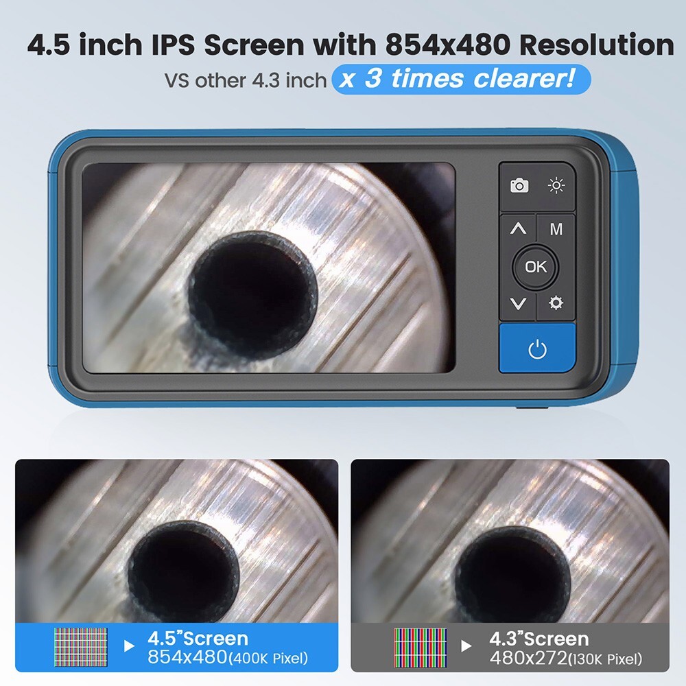 TESLONG Rifle Borescope with 4.5inch Screen Fits .20 Caliber & Larger Flexible