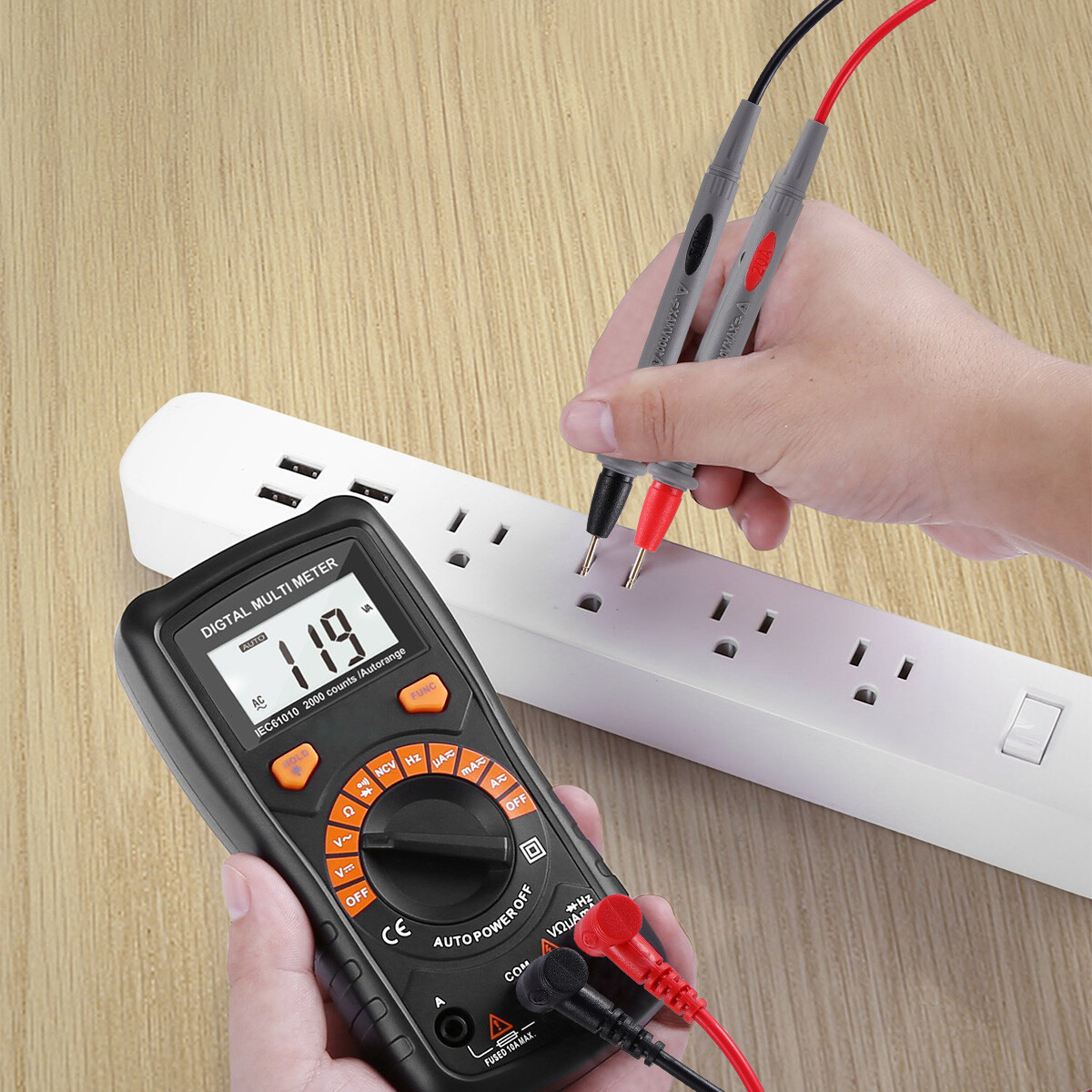 1000V 20A Digital Multimeter Universal Probe Wire Cable Test Lead Alligator Clip