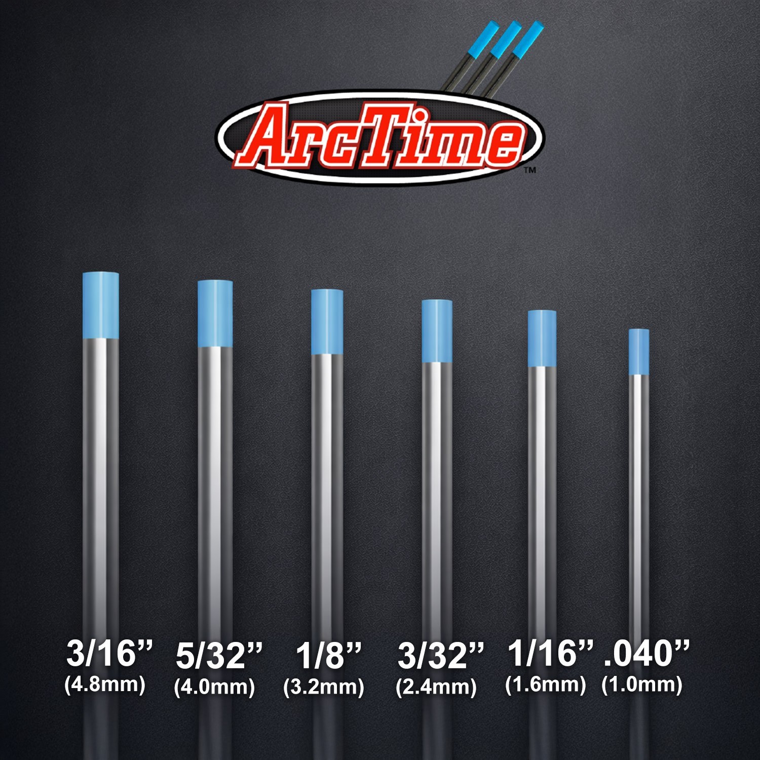 ArcTime TIG Welding Premium Hybrid Blend Tungsten Electrodes, 10 Pack