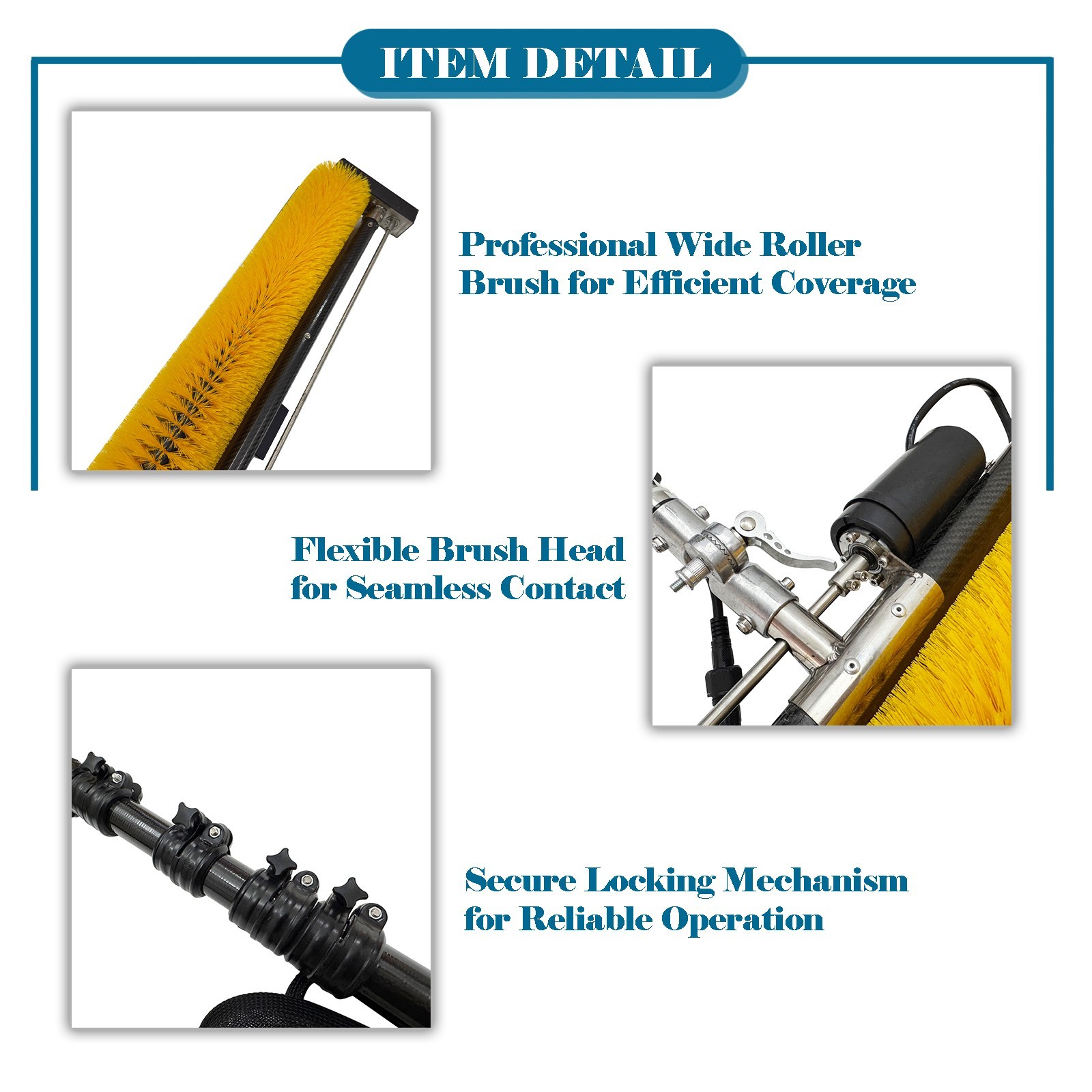 Electric Photovoltaic Panel Cleaning Machine 110V 11.5FT Pole 1.1M Roller Brush