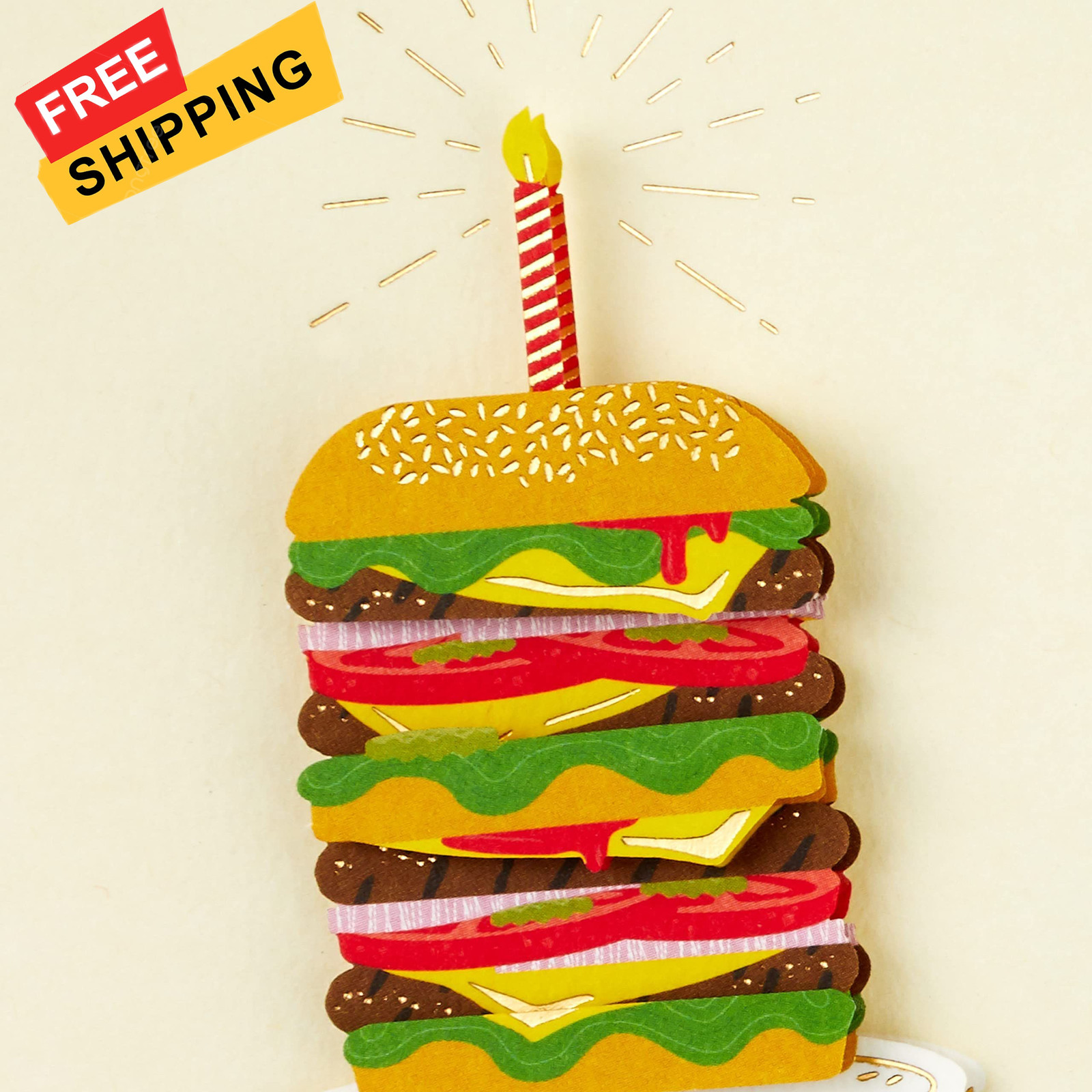 Hallmark Signature Birthday Card (Triple 5″ X 7.2″, Triple Cheeseburger