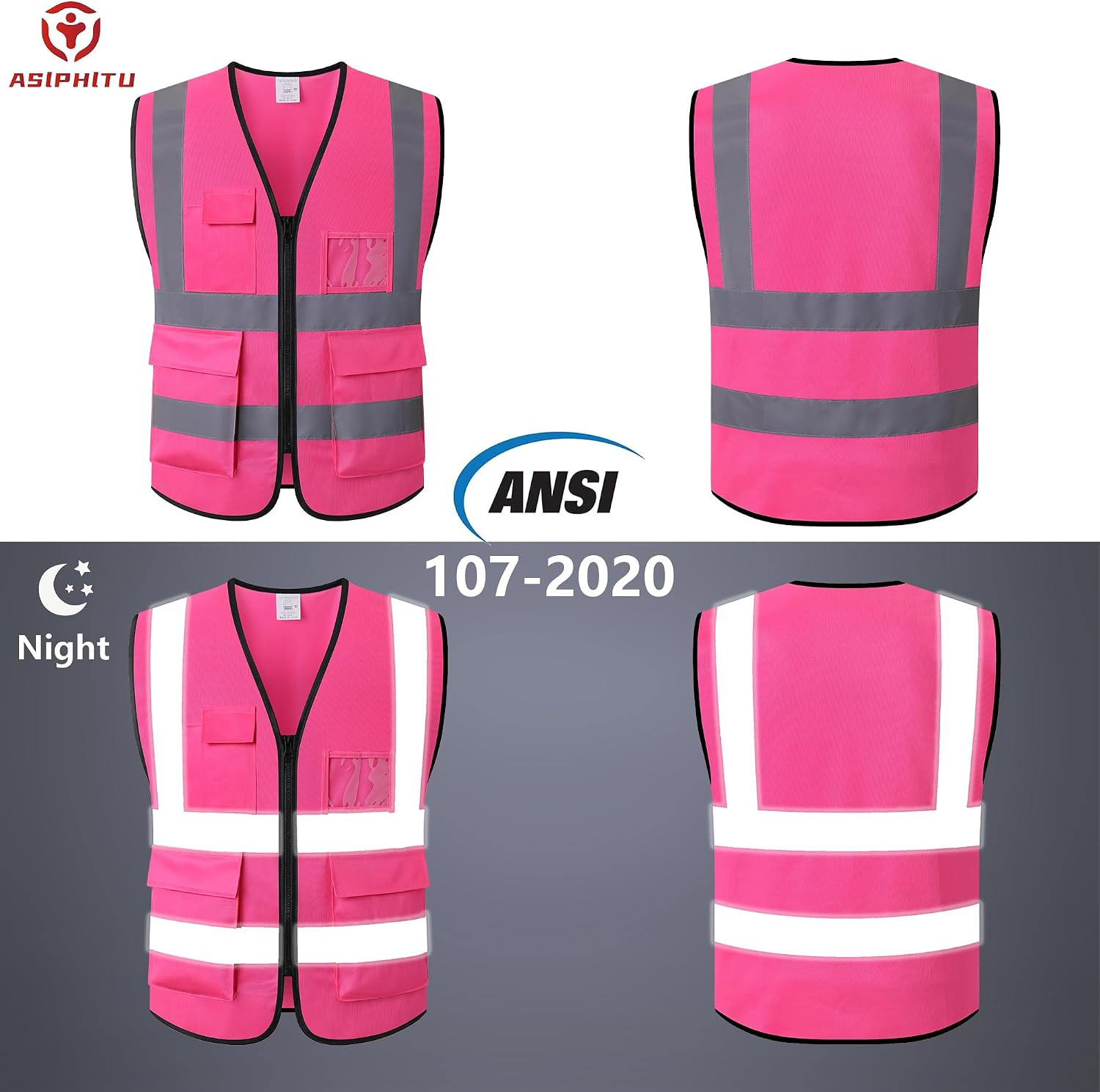 Reflective Safety Vest for Men Women Construction Vest Meet ANSI/ISEA Standard