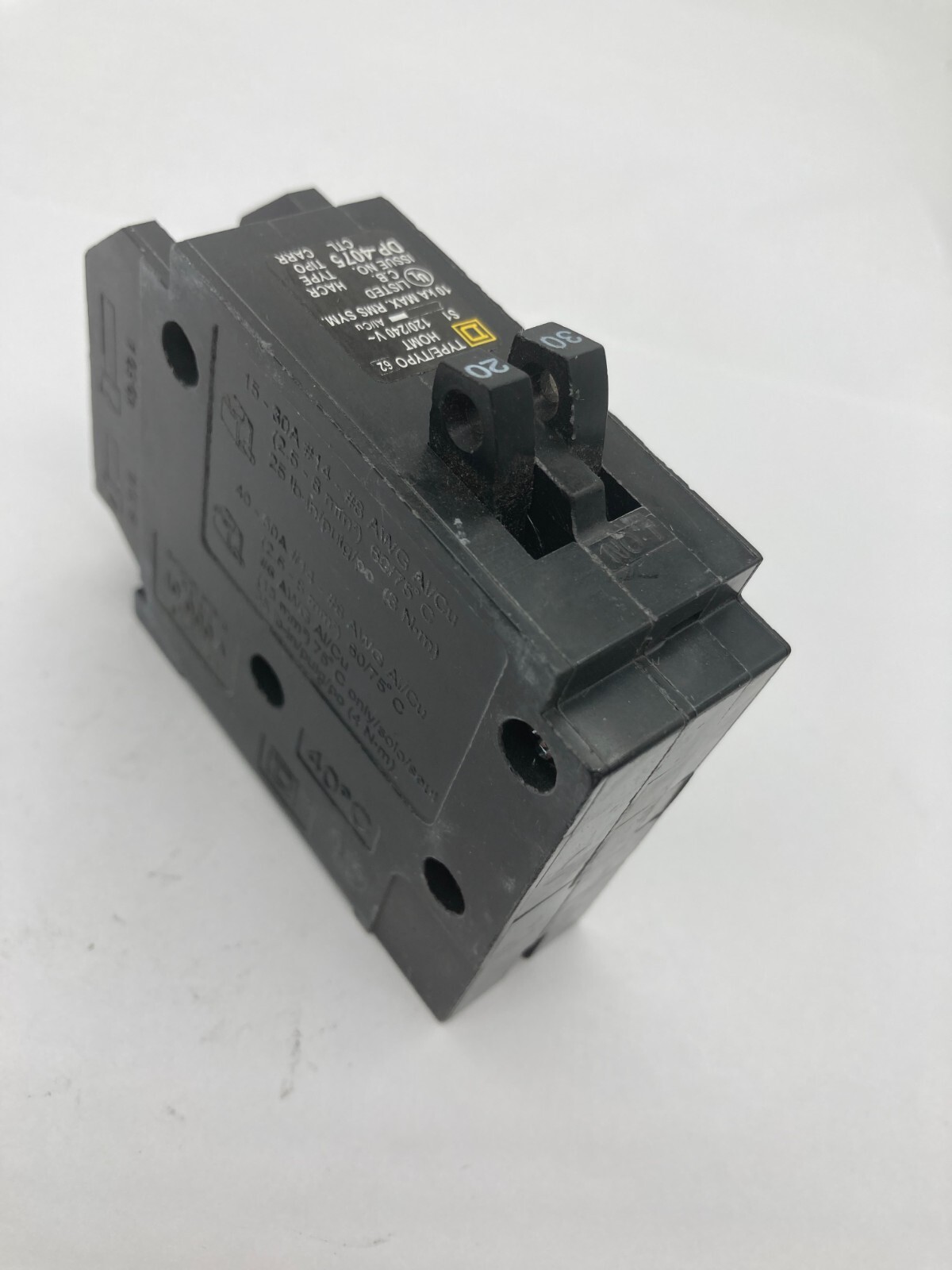 HOMT3020 Homeline Two 1 Pole 30/20 Amp 120V AC Type HOMT Plug In Tandem Breaker