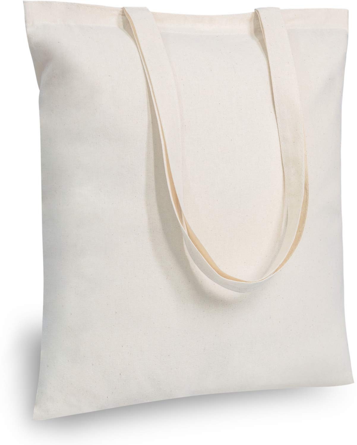 TOPDesign 48-Pack Economical 16″x15″ Cotton Tote Bags, Medium, Beige