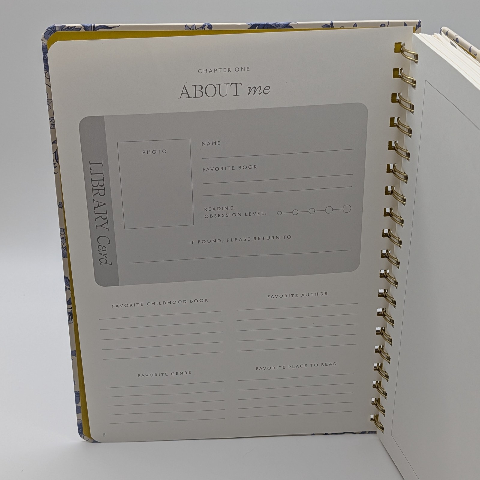 PAPIER Reading Journal Toile Blue B5 Hardcover Spiral Bound 24 Book FREE SHIP