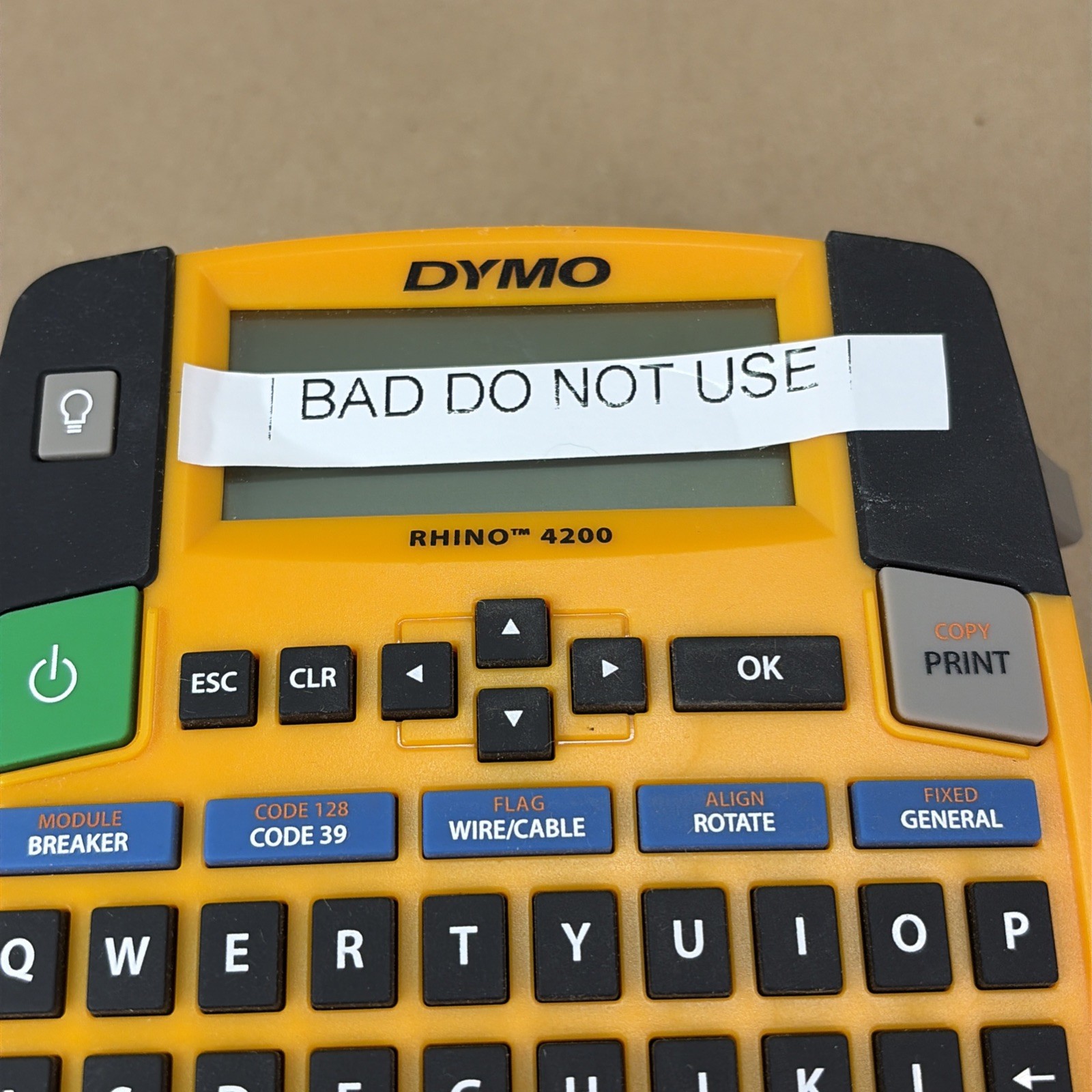 FOR PARTS DYMO Rhino 4200 Industrial Label Maker Unit Only NOT WORKING