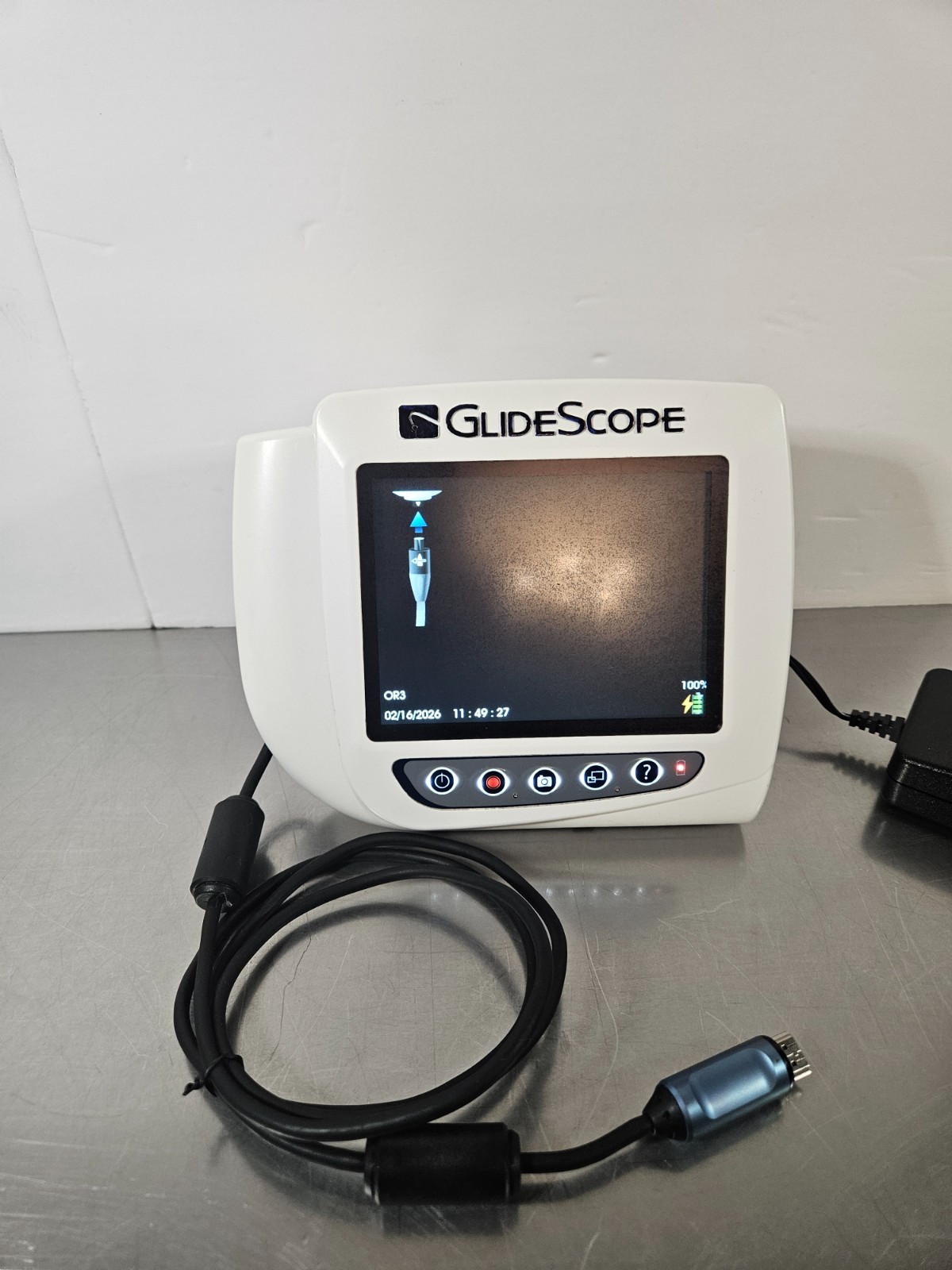 Verathon Glidescope 0570-0338 Monitor, 00800-0543 video cable, with charger
