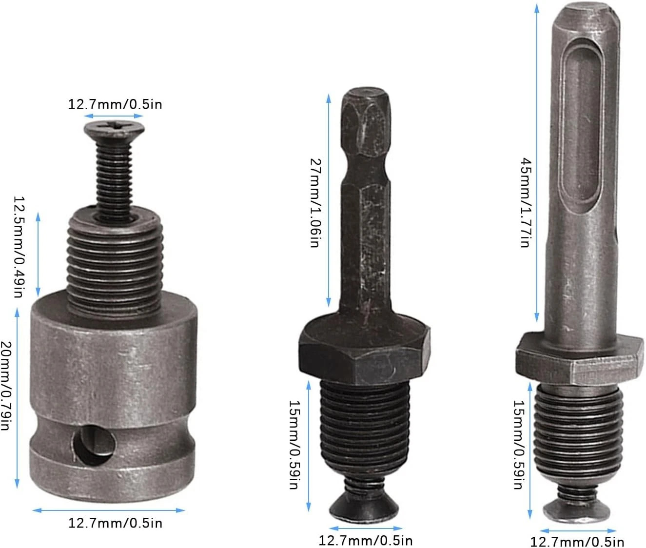13mm Keyless Drill Chuck Metal Heavy Duty 1/2»-20UNF with SDS-Plus/Hex Shank I