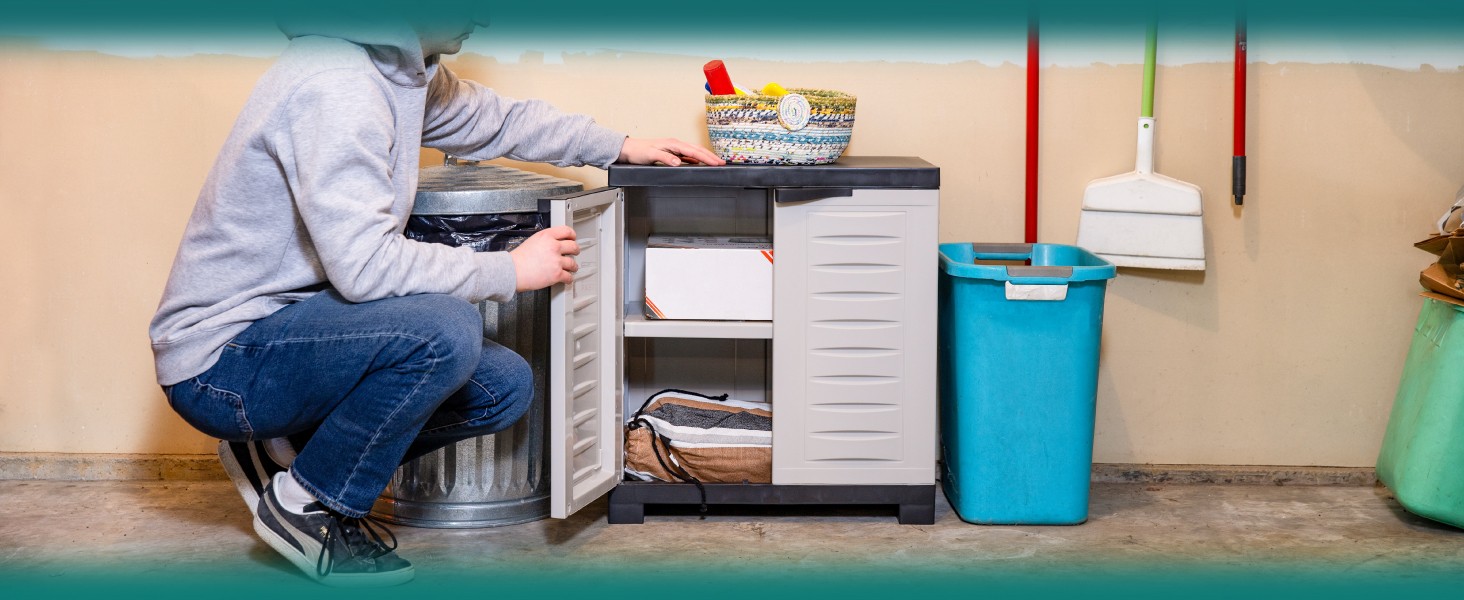 Basement – Gray, Office, Sunnydaze H Resin Garage Storage Cabinet – Garage