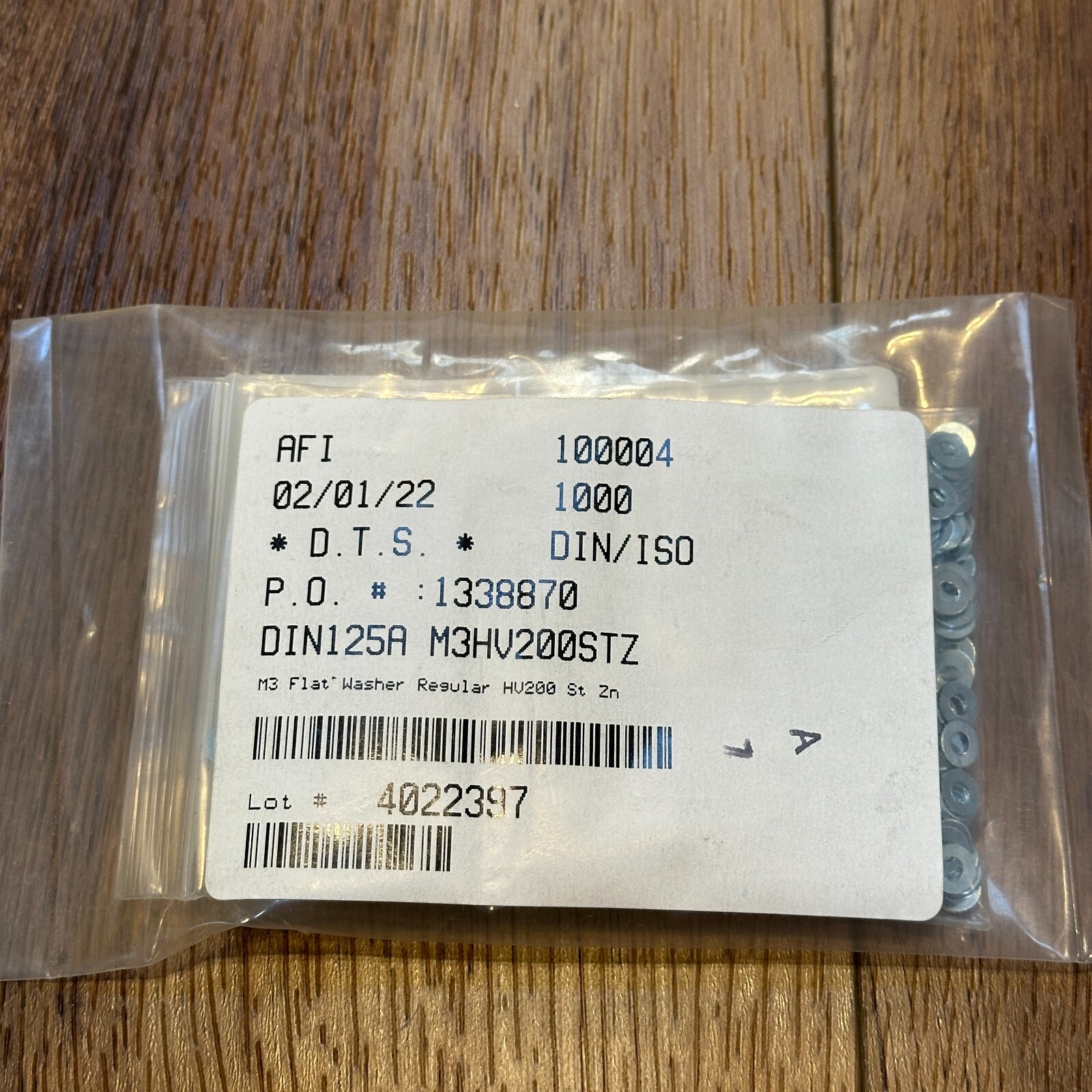 (1000) M3 Flat Washer Zinc Plated 10.9 Steel DIN 125A 200 HV 3mm