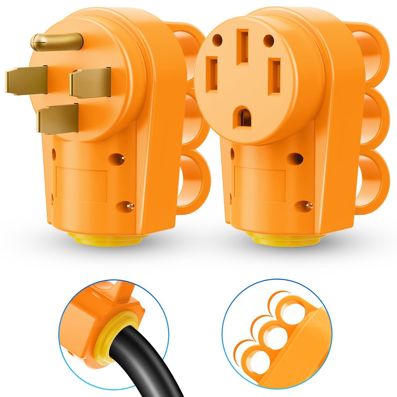 RV 125V 50Amp Receptacle Male&Female Plug Power Cord End Replacement Heavy Duty