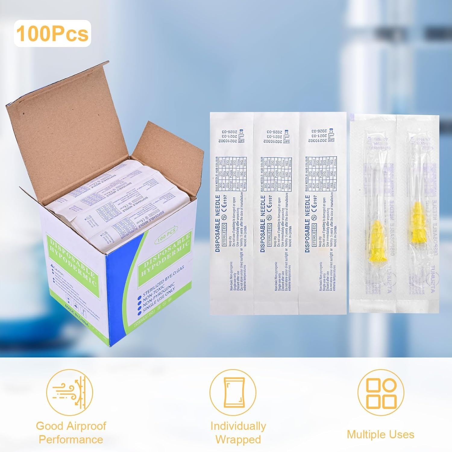 100 Pack 30 Ga Disposable Needles – Precise Dispensing for Science & Industry