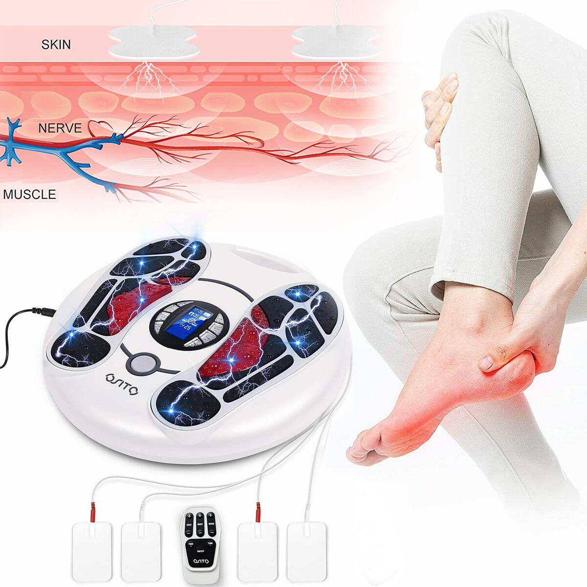 OSITO EMS TENS Foot Stimulator Circulation Massager for Neuropathy, Leg Booster