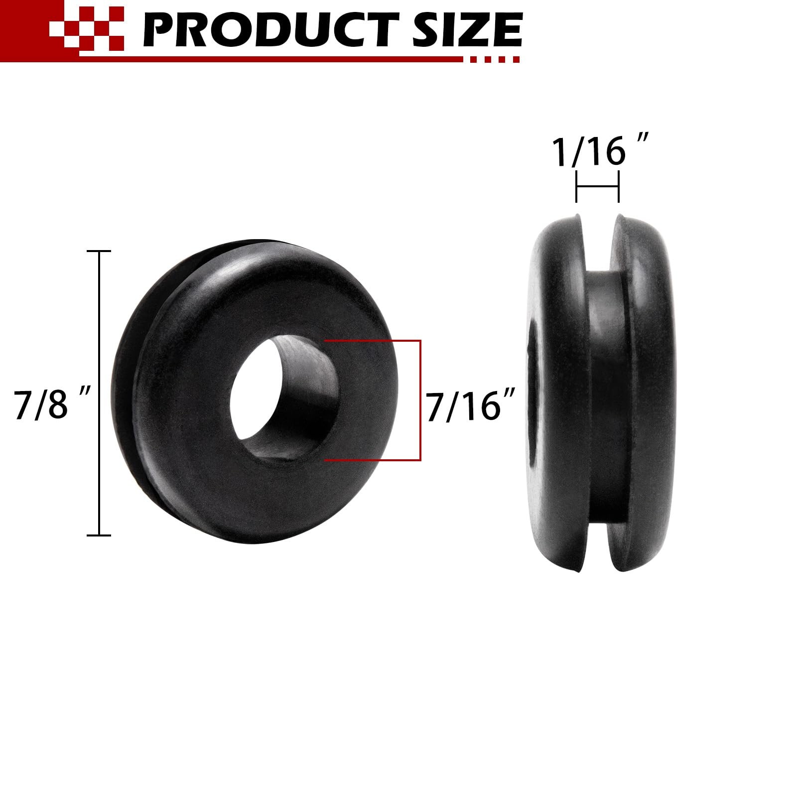 10 Pack Rubber Grommet of Pressure Washer Nozzle Tips 7/8 inches, Black