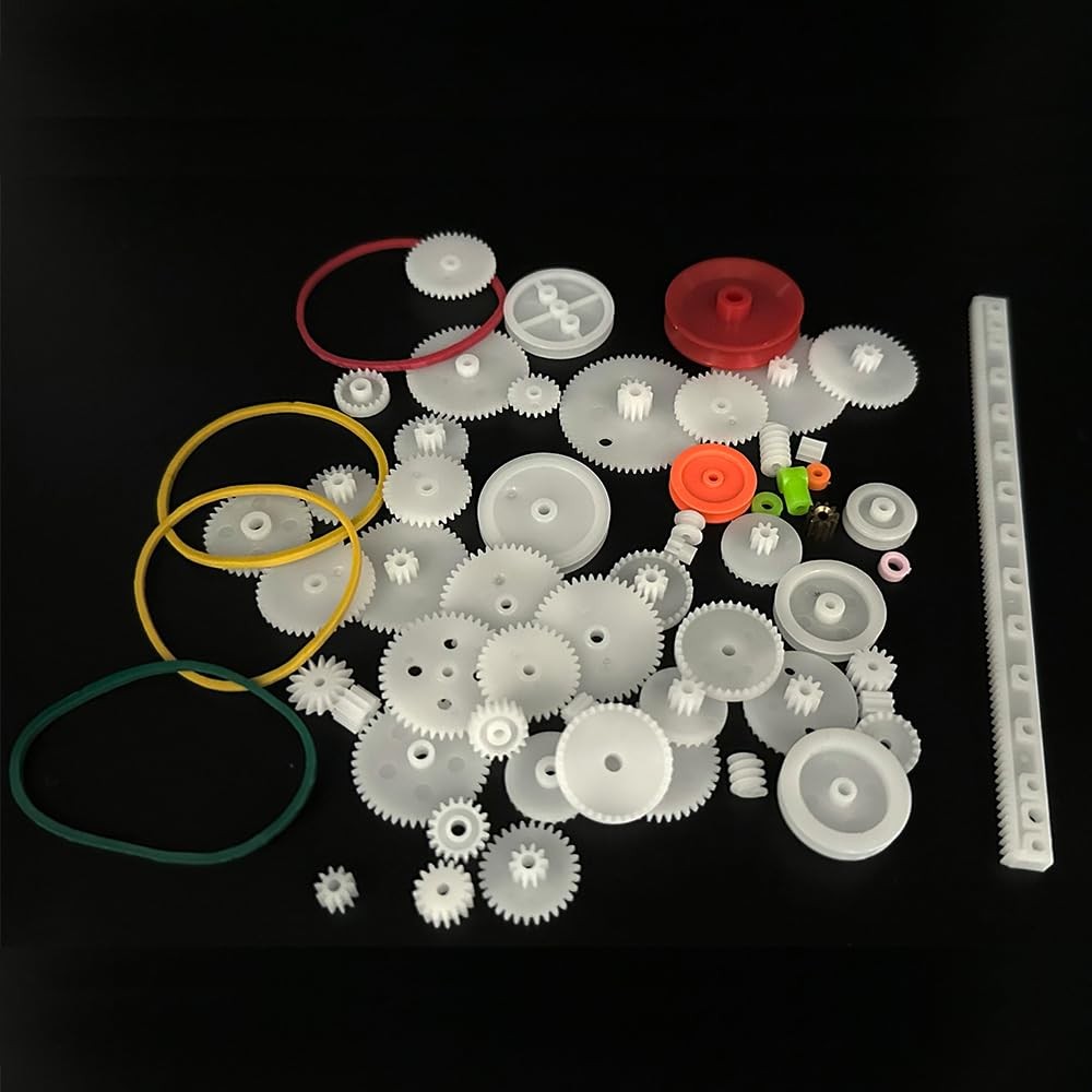60PCS Small Gear Kit Plastic Gears Belt Pulley Single Spindle Gear…