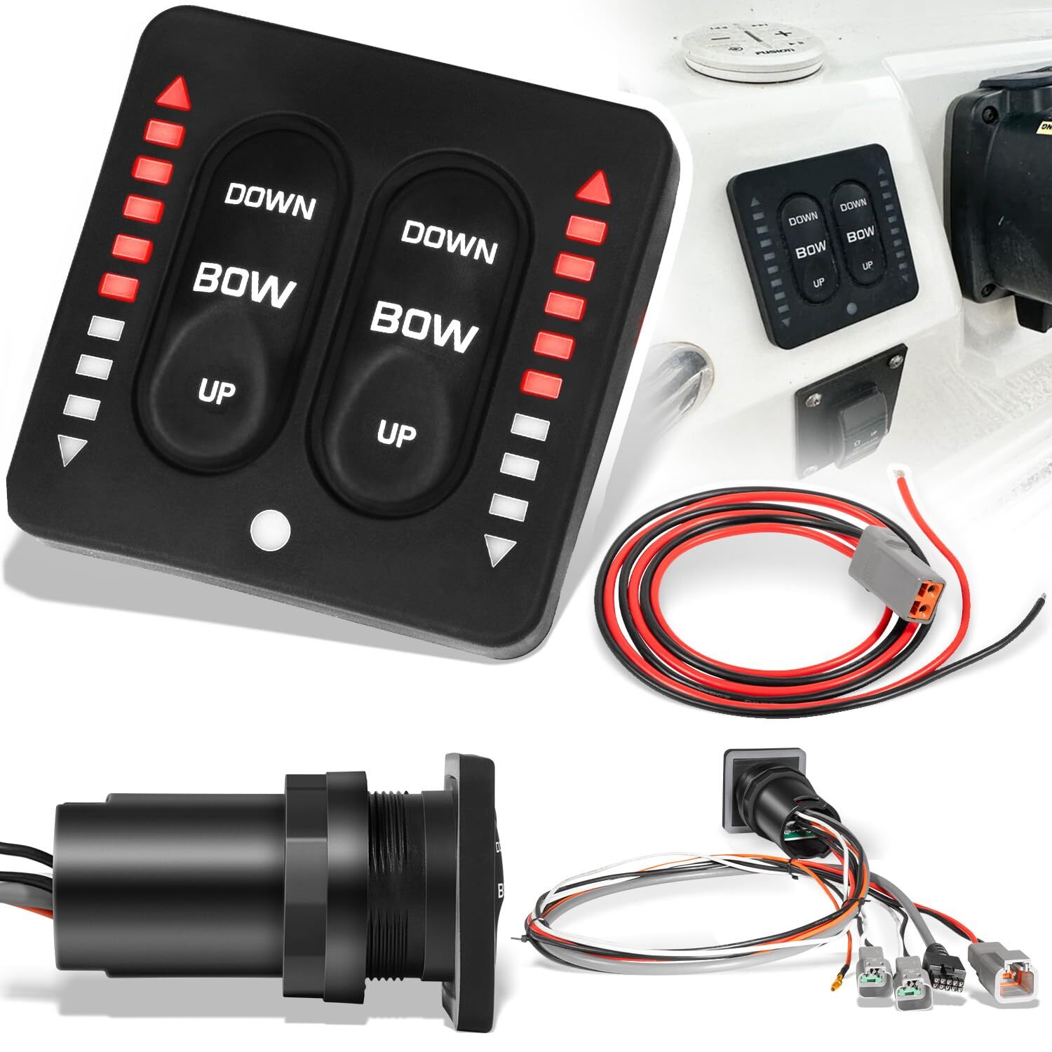 for Lenco 15170-001 Single Actuator LED Indicator Trim Tab Switch Kit W/ Pigtail
