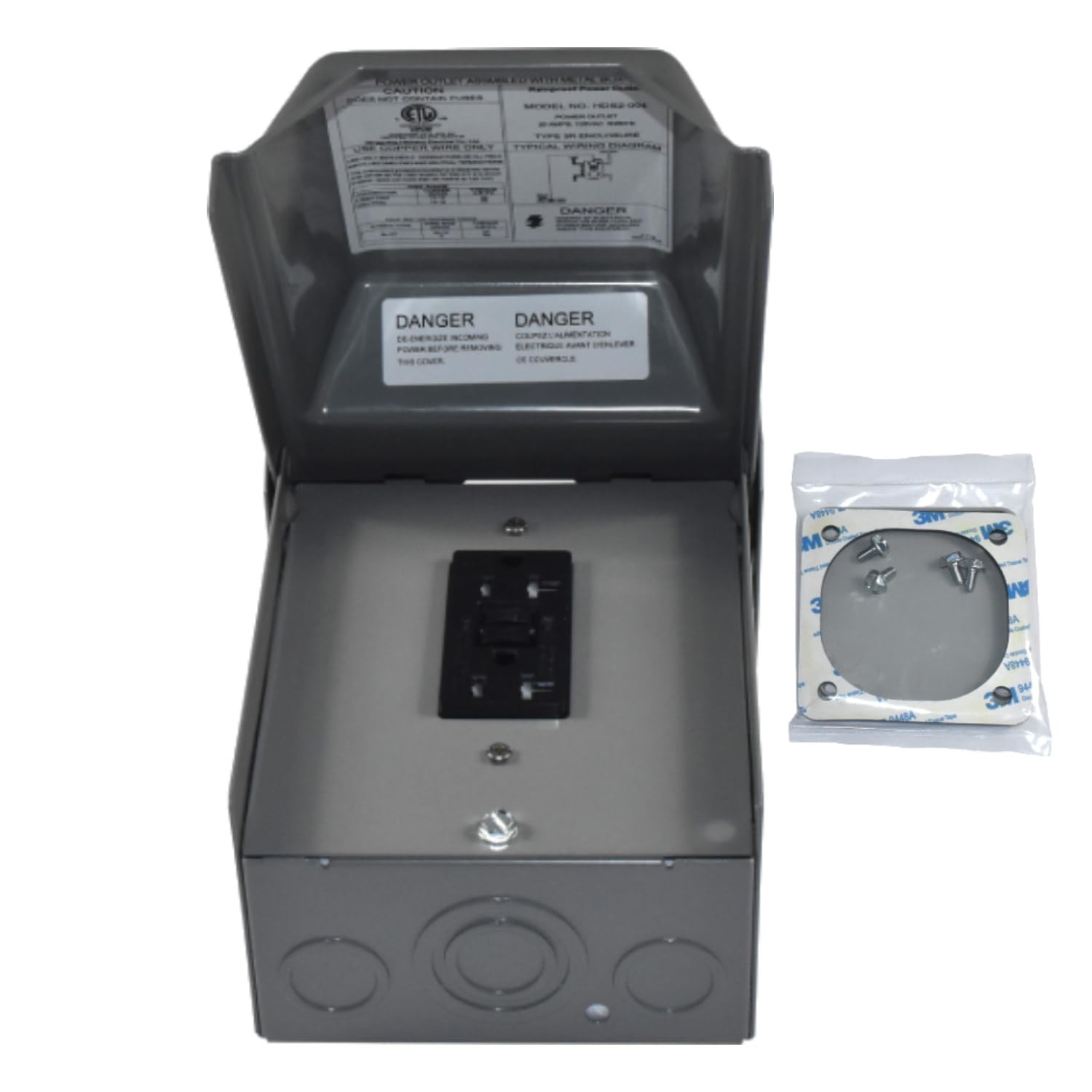 Electrical Outlet Box 3R Enclosure Weatherproof Metal Cover for RV Camper Garden