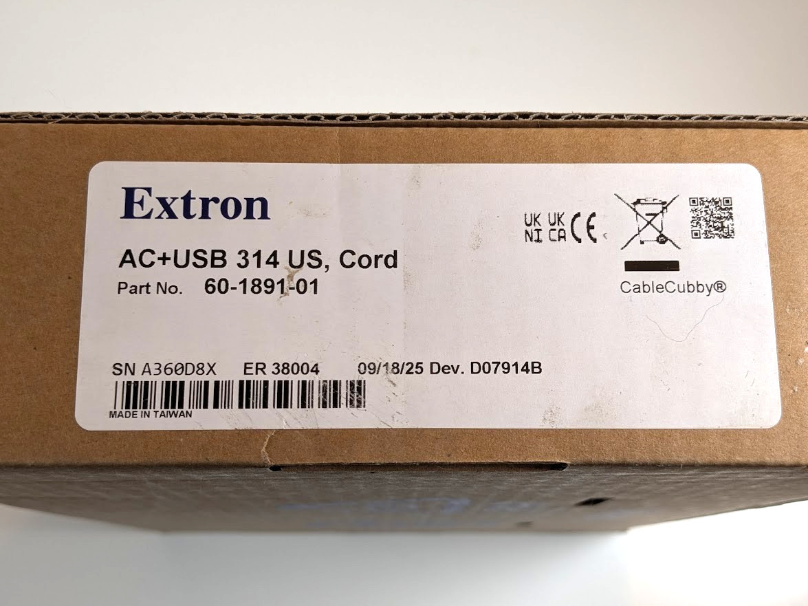 Extron AC+USB 314 60-1891-01 US Cord Power Module 125V 50/60Hz 12A