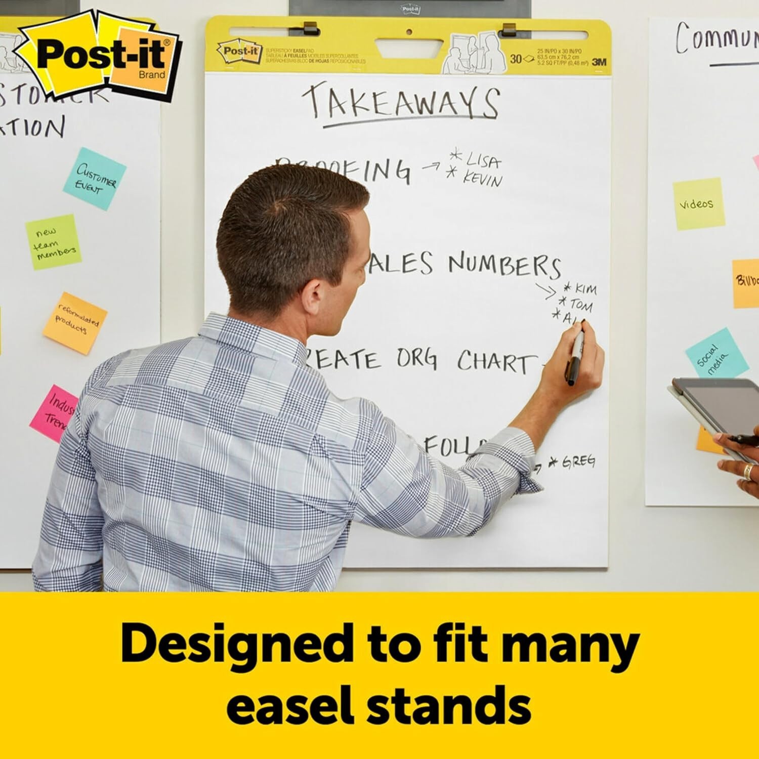 Post-it (566) Self-Stick Wall Easel Pad 20″ x 23″ – 20 Sheets/Pad – 4 Pads/Box