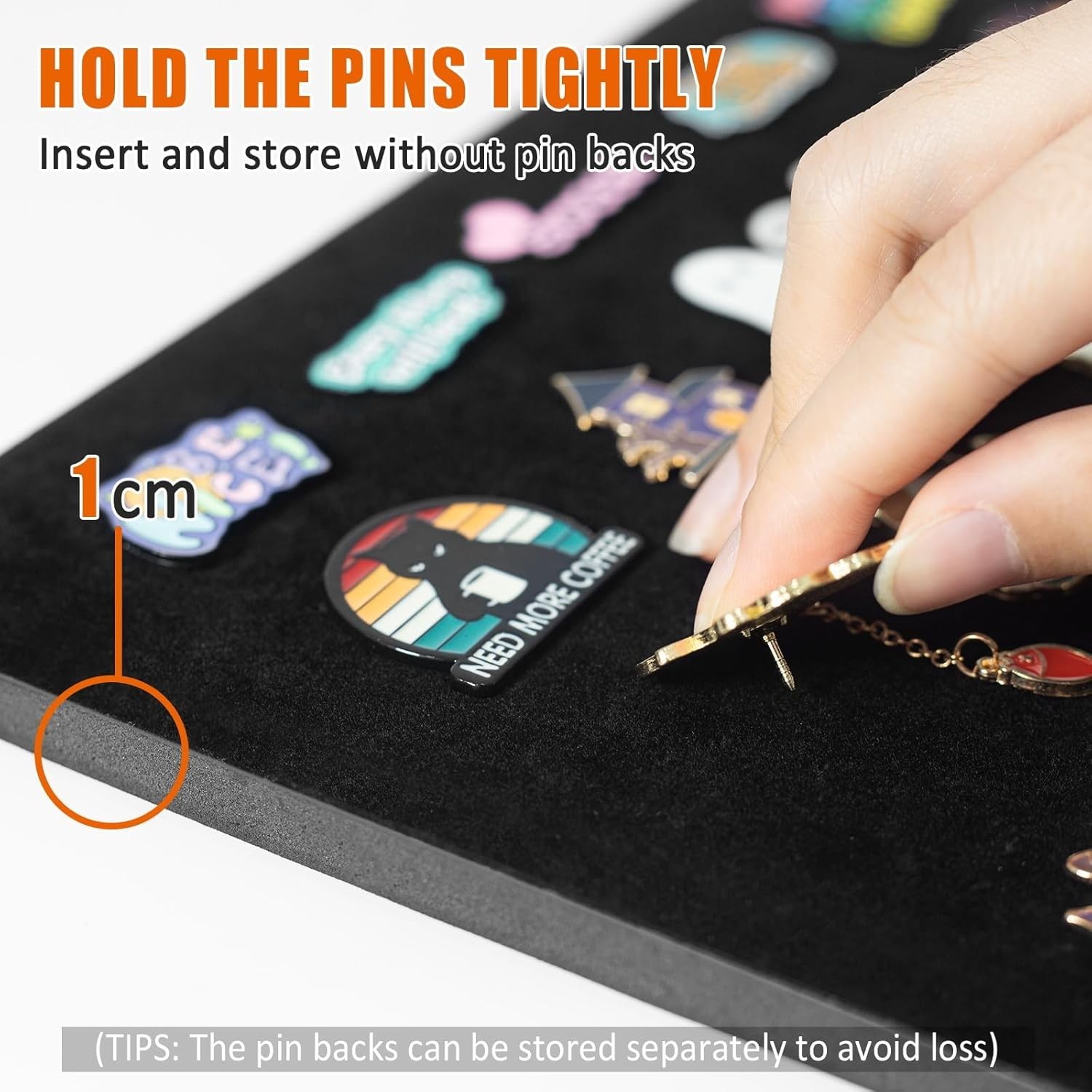 Pin Display Case Wall Mount Shadow Box Frame for Enamel Pins Black