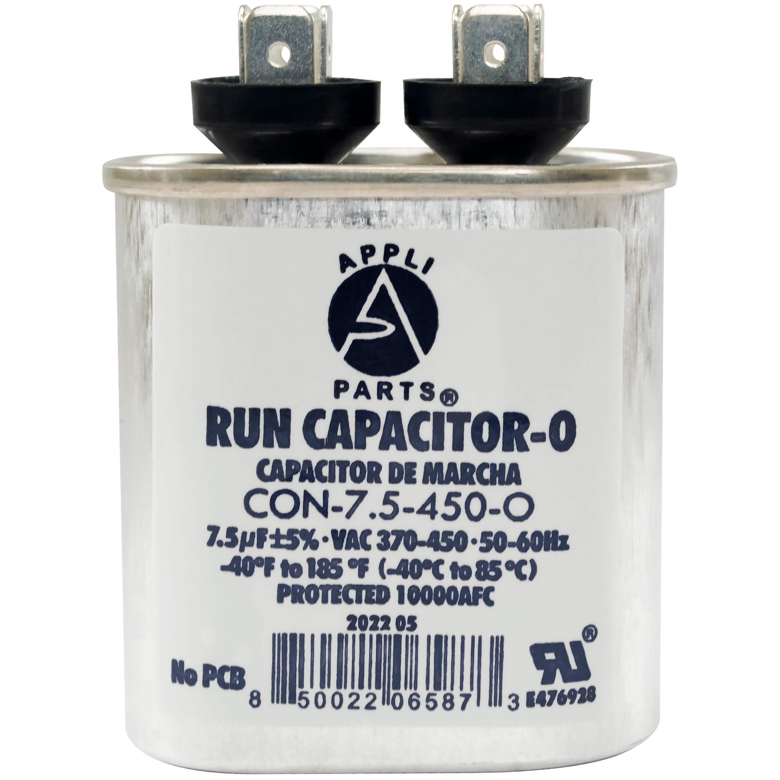 Appli Parts Run Capacitor for ac 7.5 Mfd uF (microfarads) 370 VAC or 450 VAC CBB