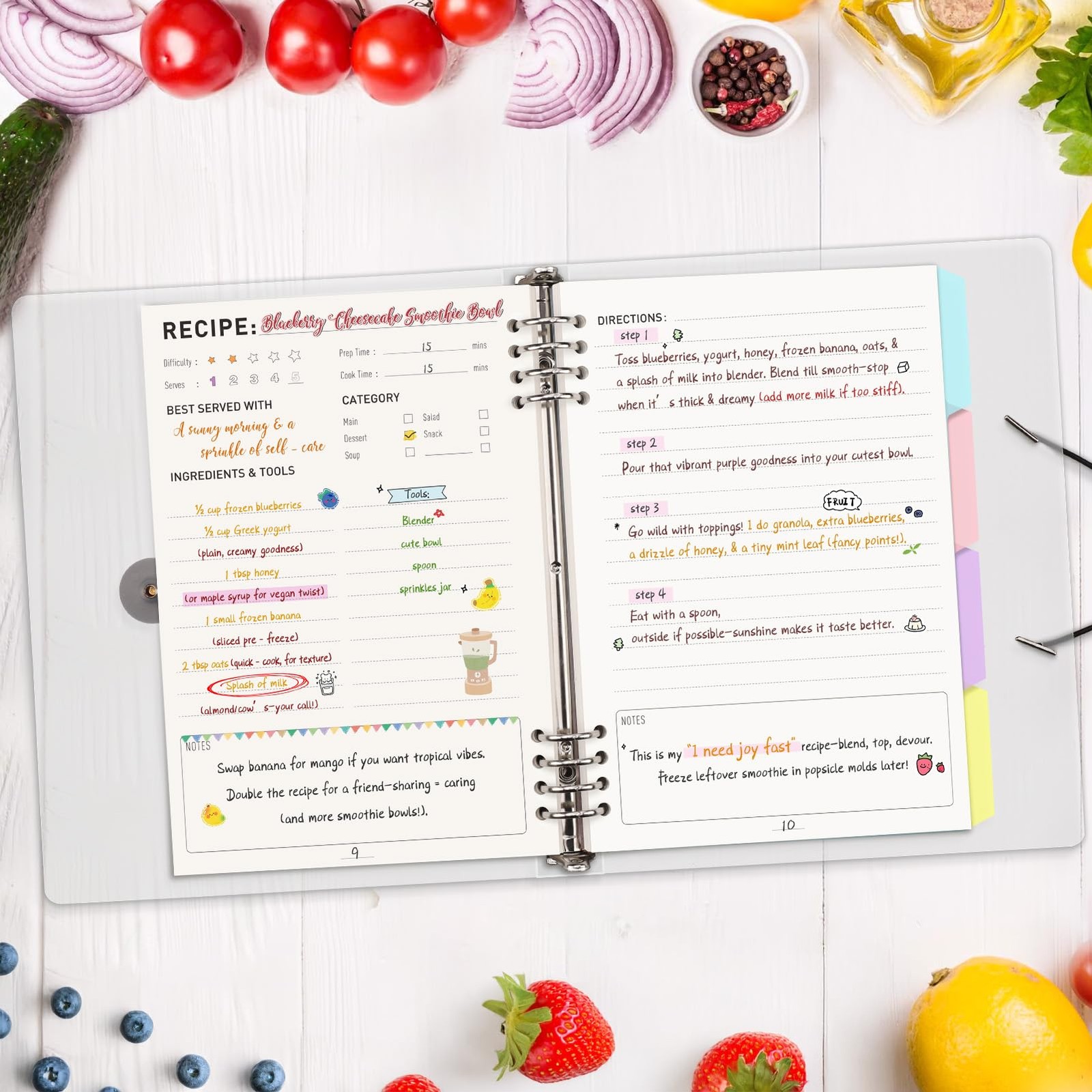 120 Pages Blank Recipe Book Food Journal PVC Binder Notebook 100gsm Thick