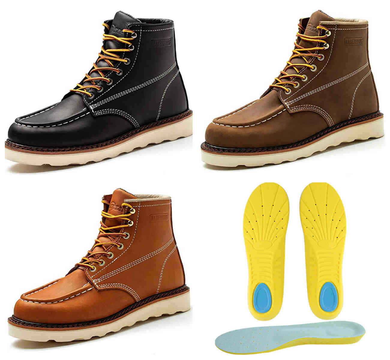 Work Boot Men’s 6″ Soft Toe Wedge Boots for Construction Lightweight leather