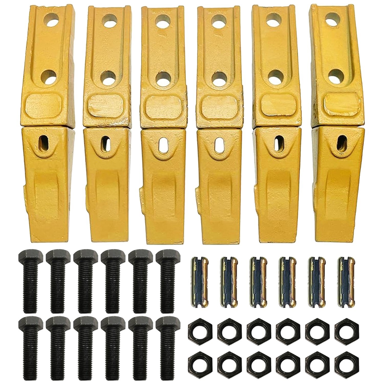 6 Set Bucket Teeth Assembly 6737322Y Bolt on Flush Mount Pin Skid Steer