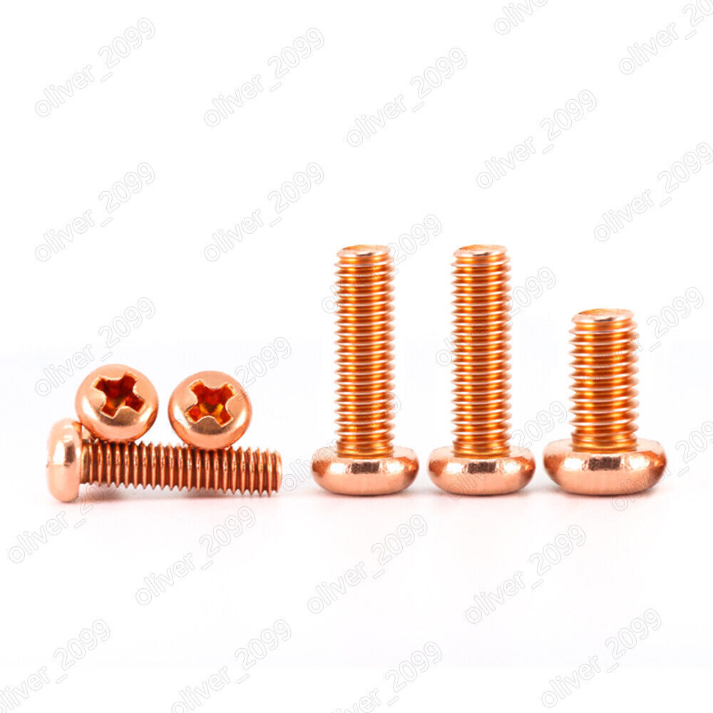 99.9% Pure Copper Phillips Cross Pan Head Machine Screws 4# 6# 8# 10#