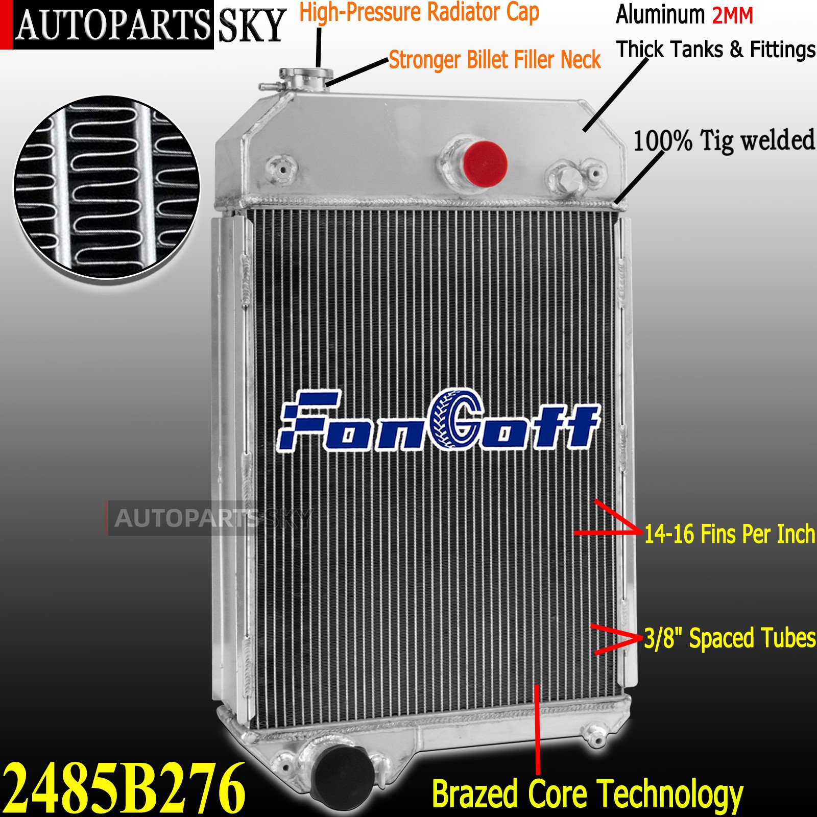 2485B276 6Row Radiator For Cat Perkins Stationary 1104A-44T 1104A-44 1104C-44T