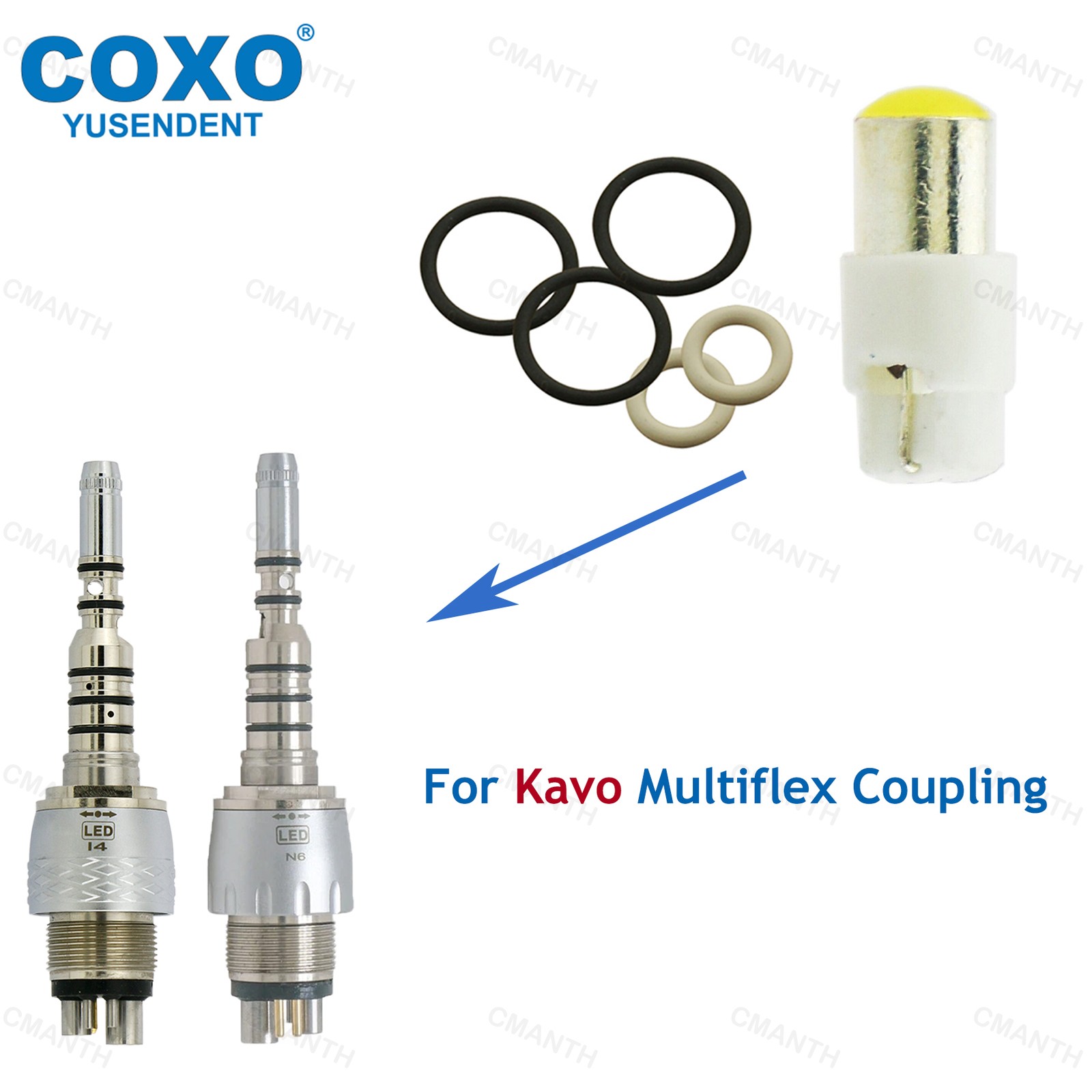 COXO Denta Fiber Optic High Speed Handpiece Air Rotor LED Coupler 6Pin Fit KAVO