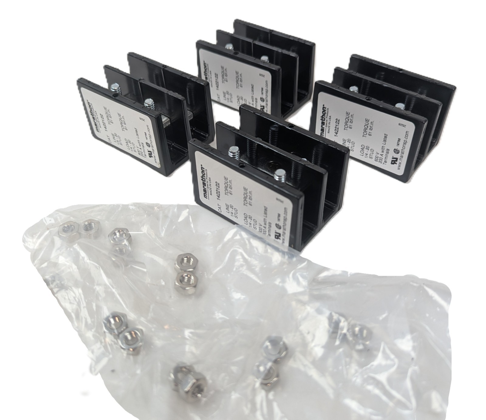 4 Marathon 1422122 Power Terminal Block 200A 600V 2-Pole NEW