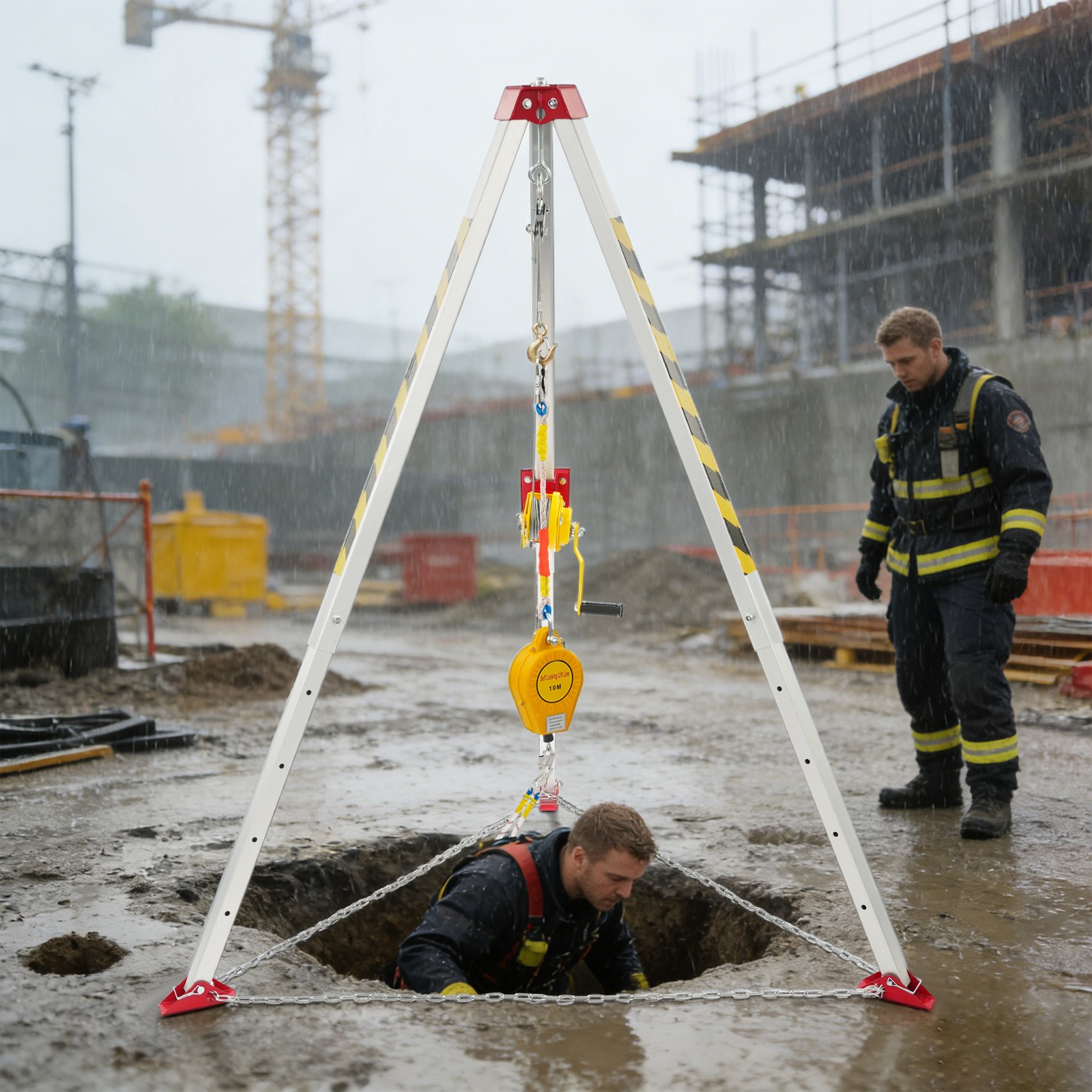 Confined Space Rescue Tripod, Rescue Tripod Kit with Protective Chain