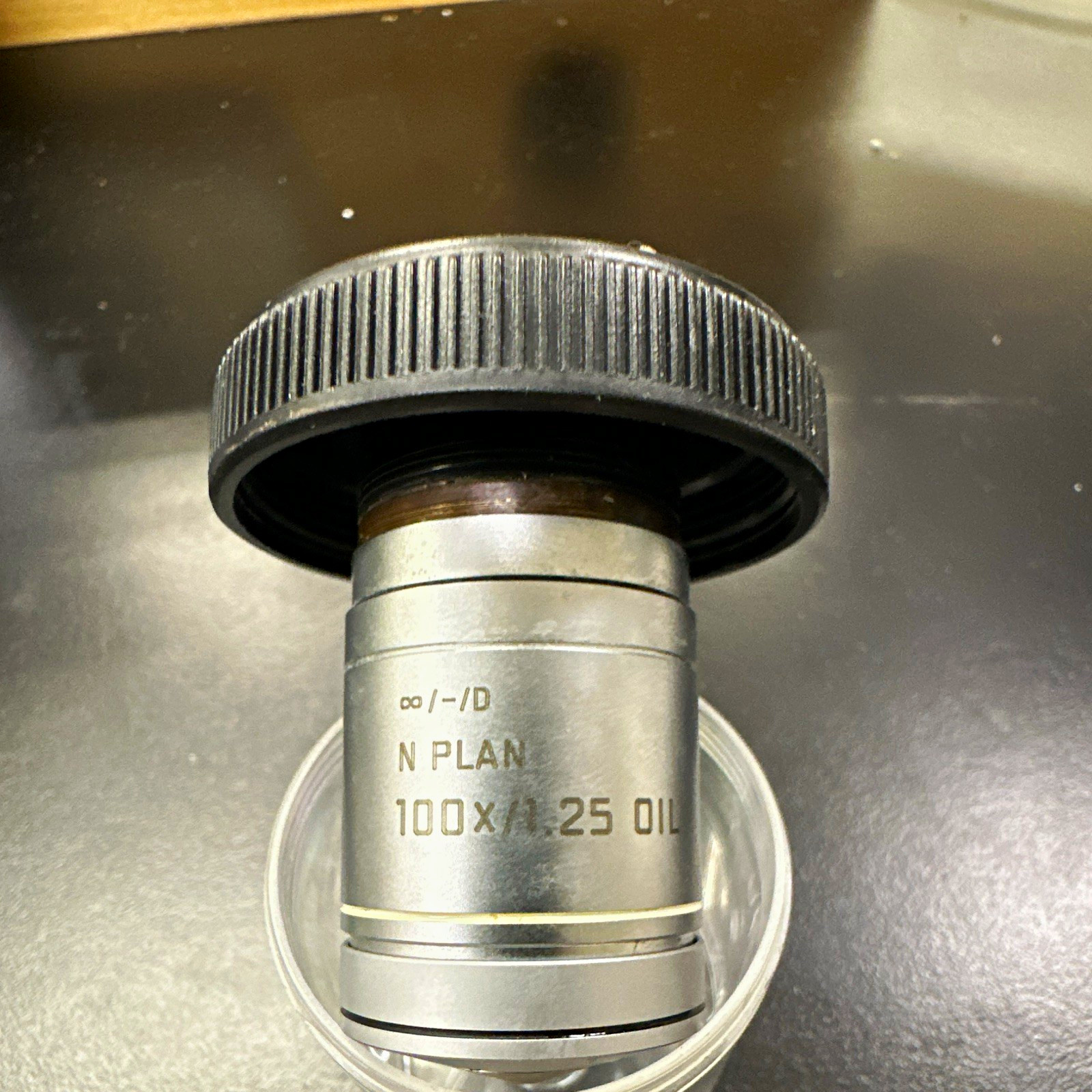 Leica N PLAN 100 100x/1.25 Oil Microscope Objective Lens 506084 Physical Lab