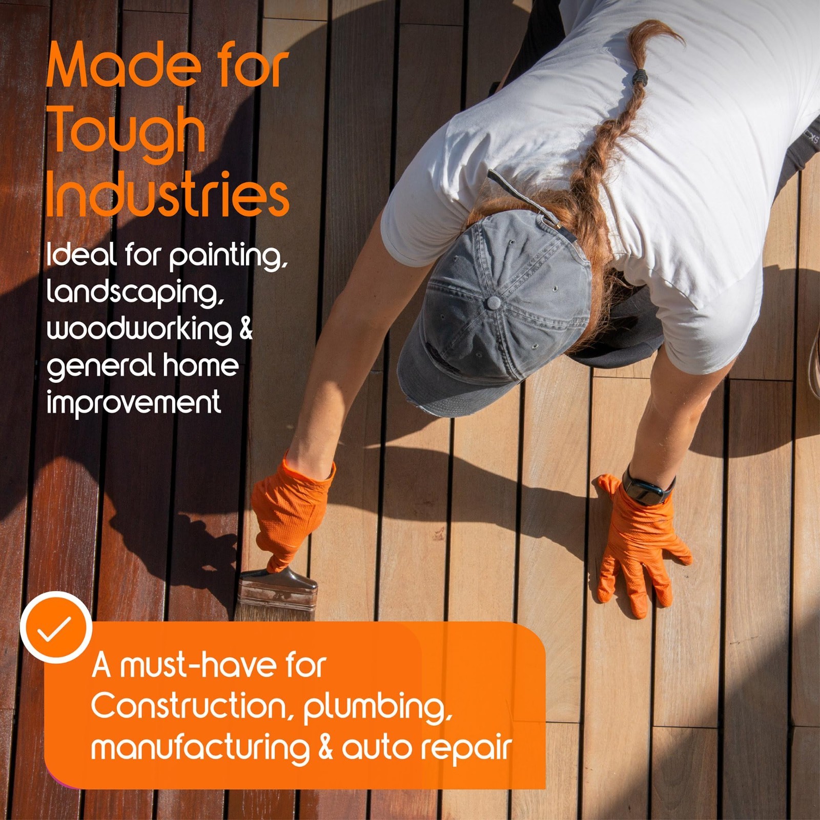 Heavy Duty Orange Nitrile Gloves | 8 Mil Diamond Textured Grip | Industrial Clea