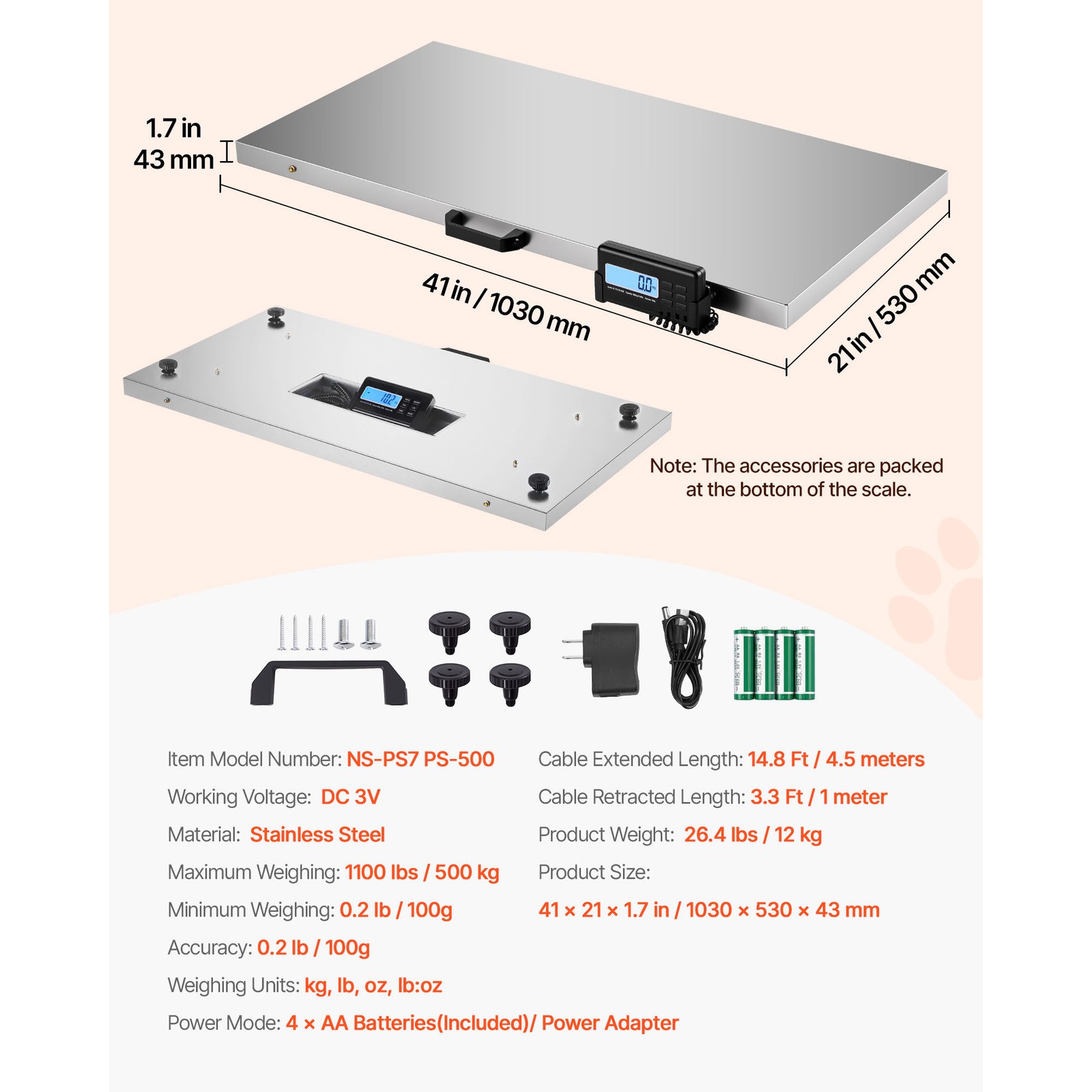 Uimoso 1100 lbs Digital Shipping Scale with 0.2 lbs Precision for Postal Use