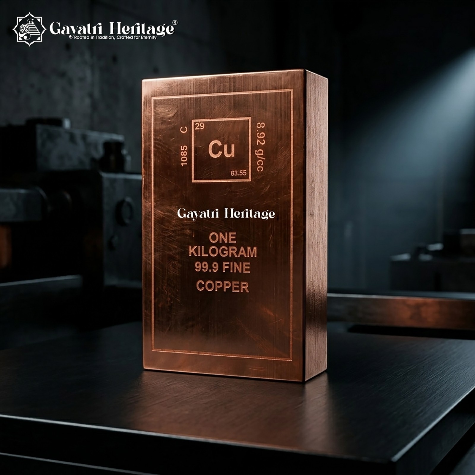 Copper Bar 1kg Fine 999 Certified Bullion Ingot Pure Metal | Gayatri Heritage