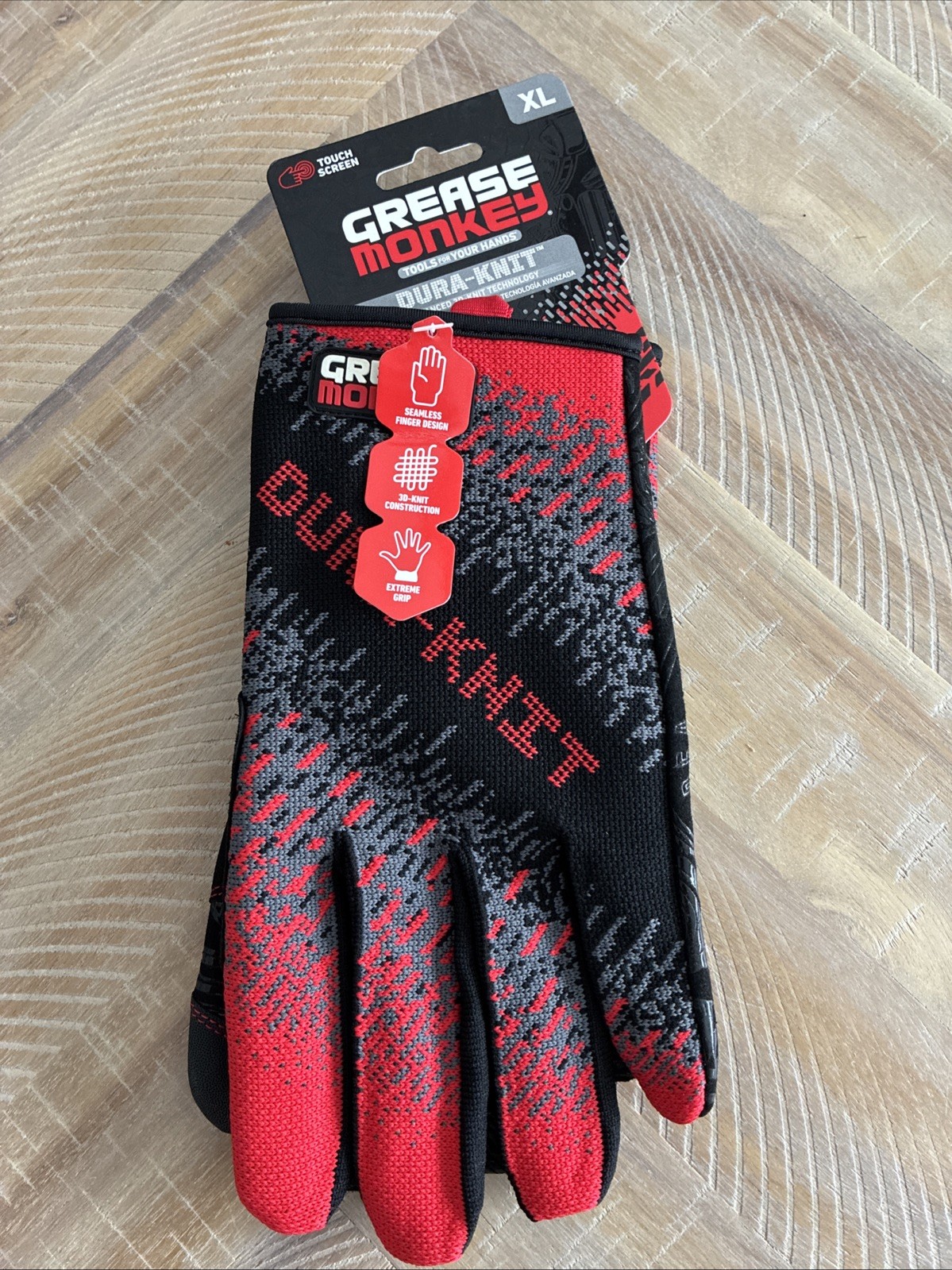 Grease Monkey Dura-knit X-Large Gloves Black Grey Extreme Grip – 1 Pair