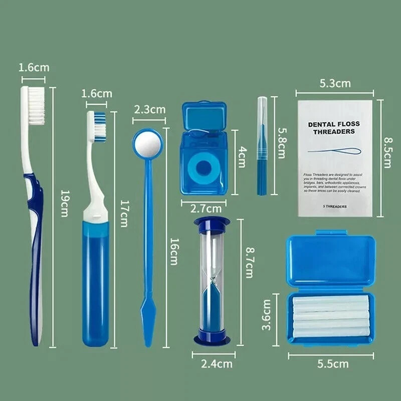 4 Colors Orthodontic Dental Oral Care Teeth Whitening Hygiene Brush Floss Kit