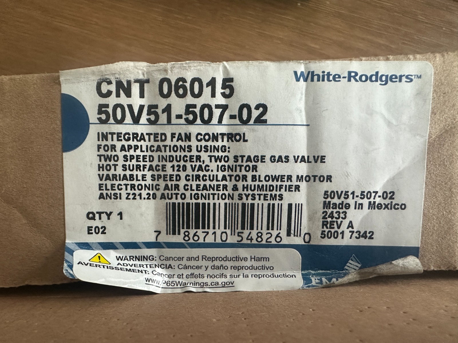 American Standard Trane CNT6015 / CNT-6015 / CNT06015 50V51-507-02
