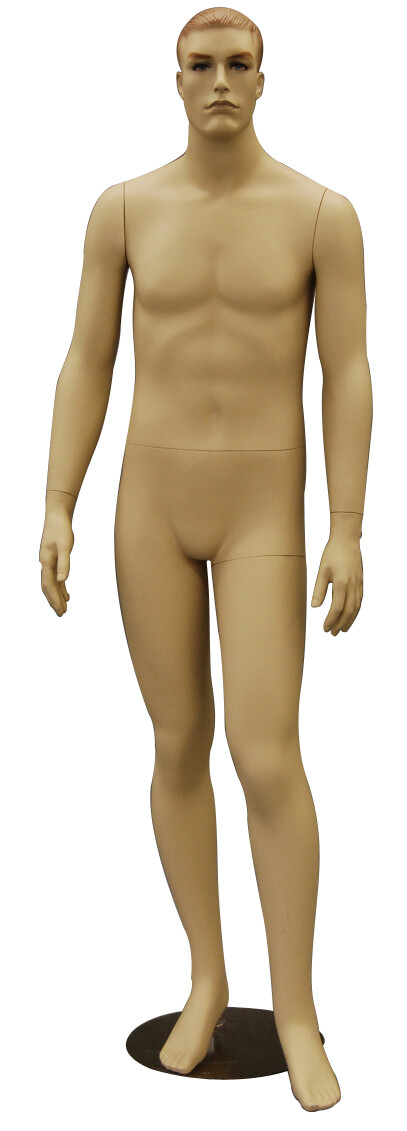 Adult Male Realistic Short Height Fleshtone Full Body Mannequin with Molded Hair